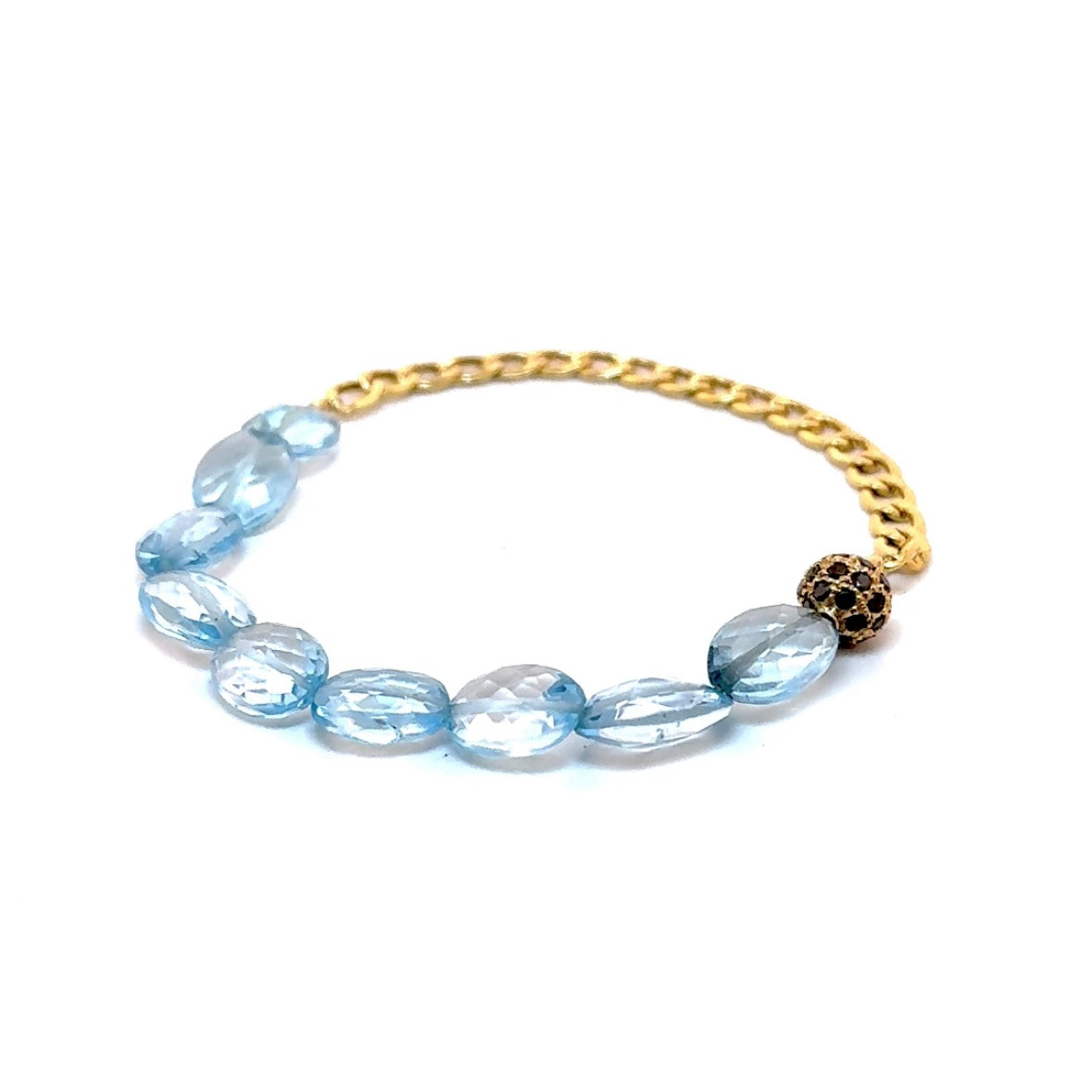 Blue Topaz Stretchy Bracelet-14k Gold
