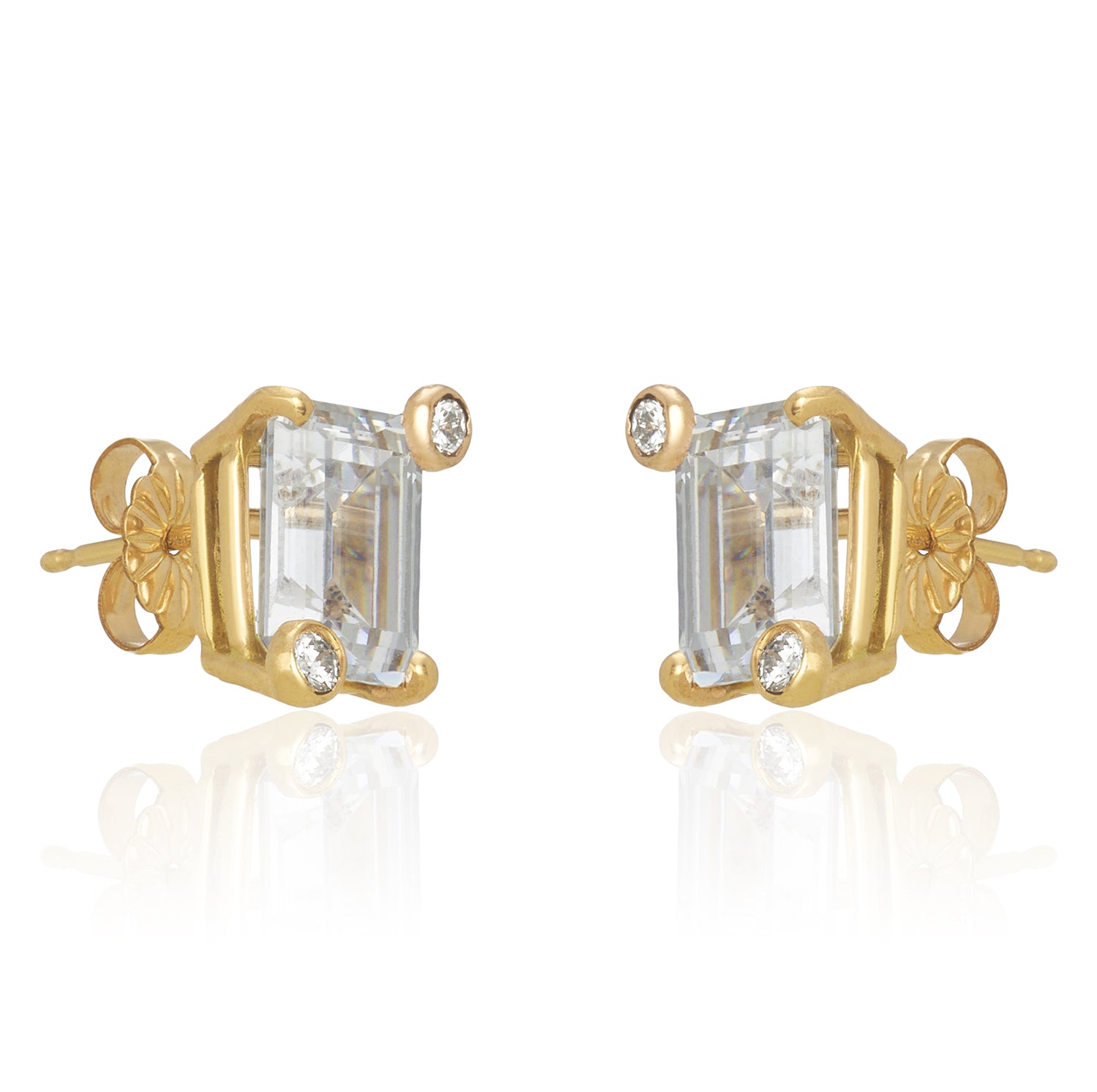 Emerald Cut Moissanite Diamond Studs