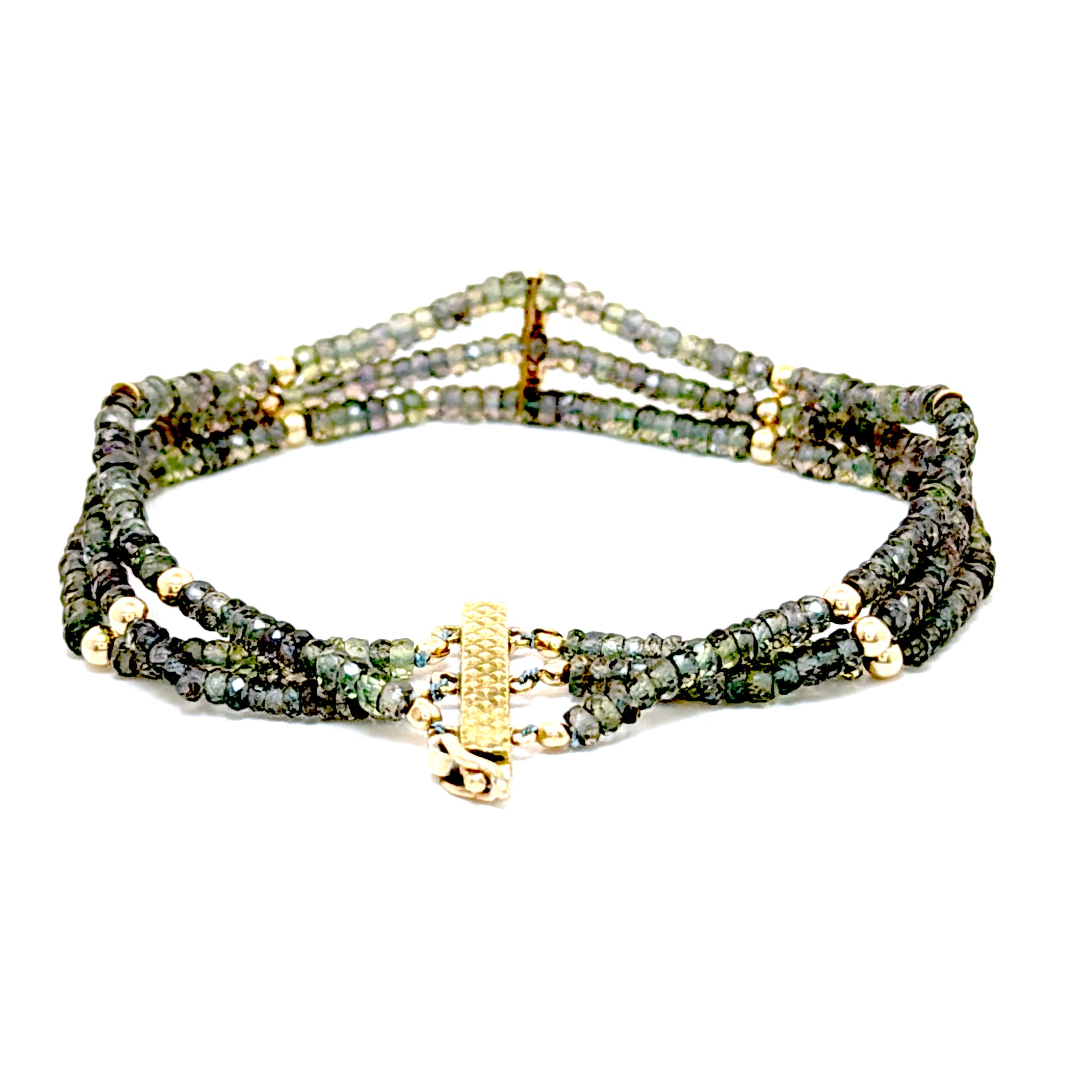 Gloria Multistrand Golden Bar Sapphire Bracelet