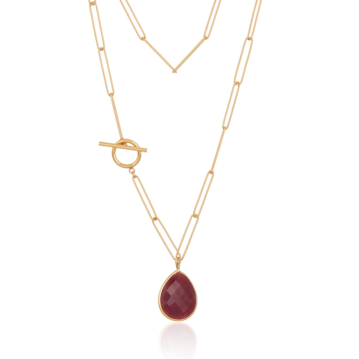Ruby Toggle Paperclip Necklace