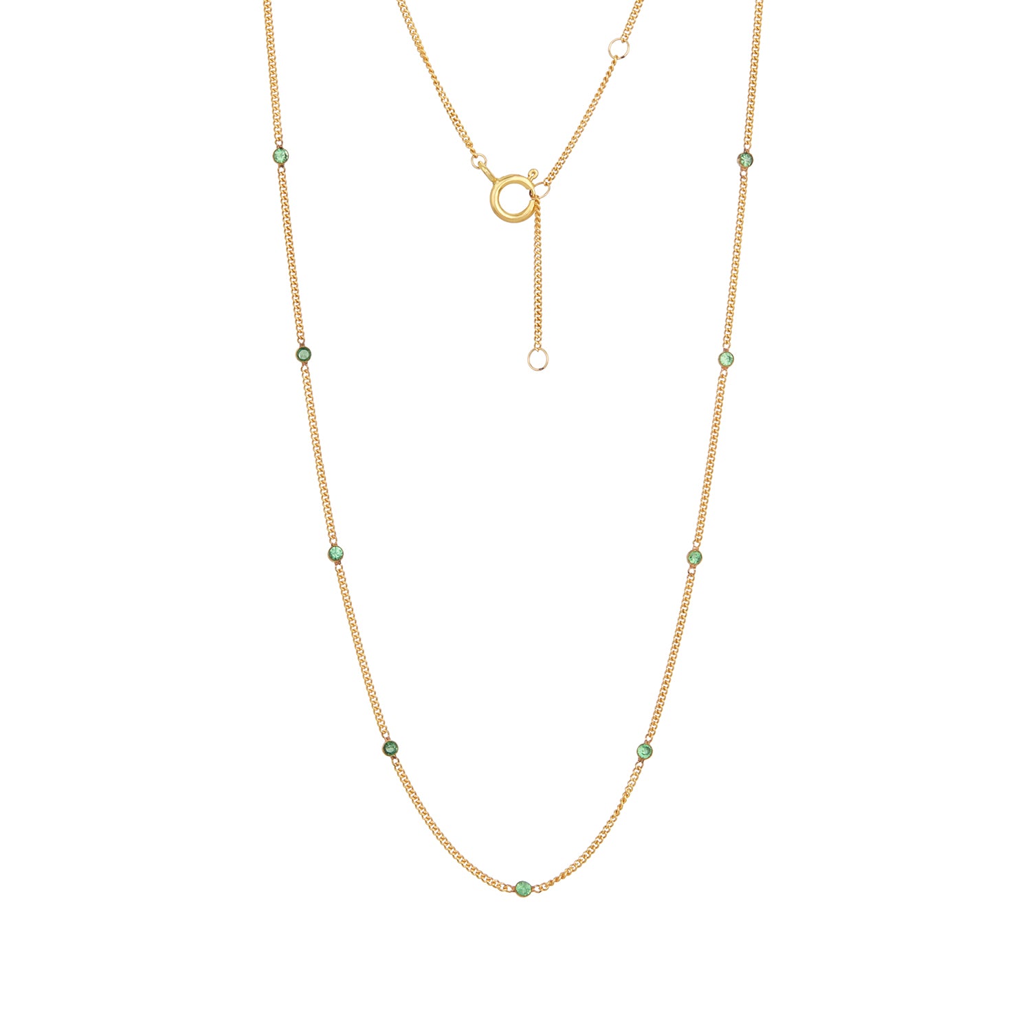 Petite Emerald Bezel Station Necklace