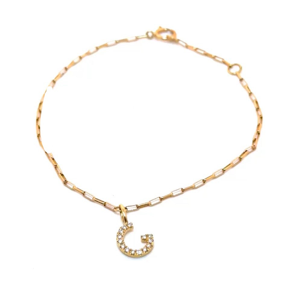 Diamond Initial Bracelet in 14k