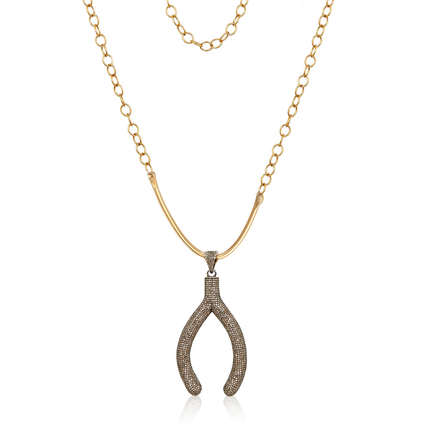 Wishbone Diamond Pendant Necklace