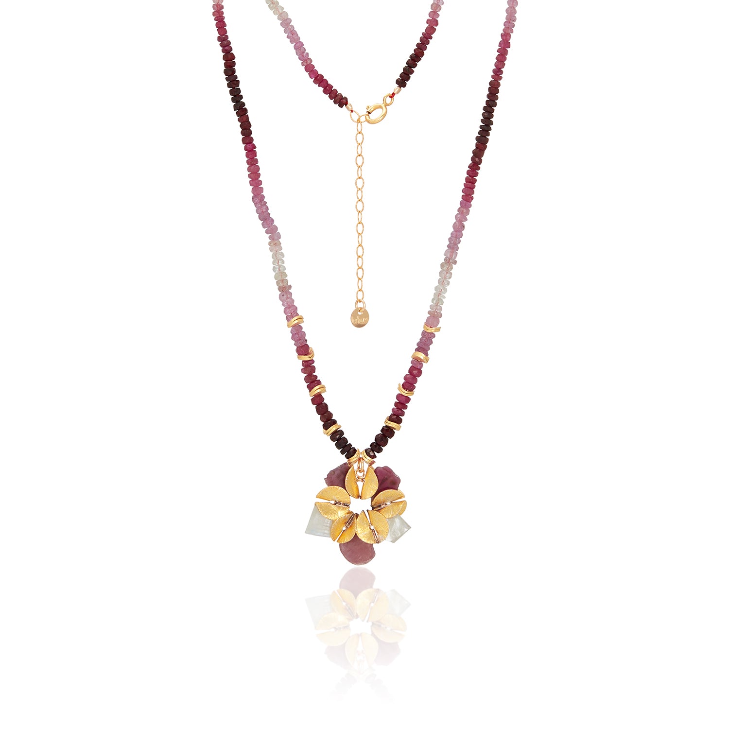 Pinkalicious Ruby Beaded Floral PendantNecklace