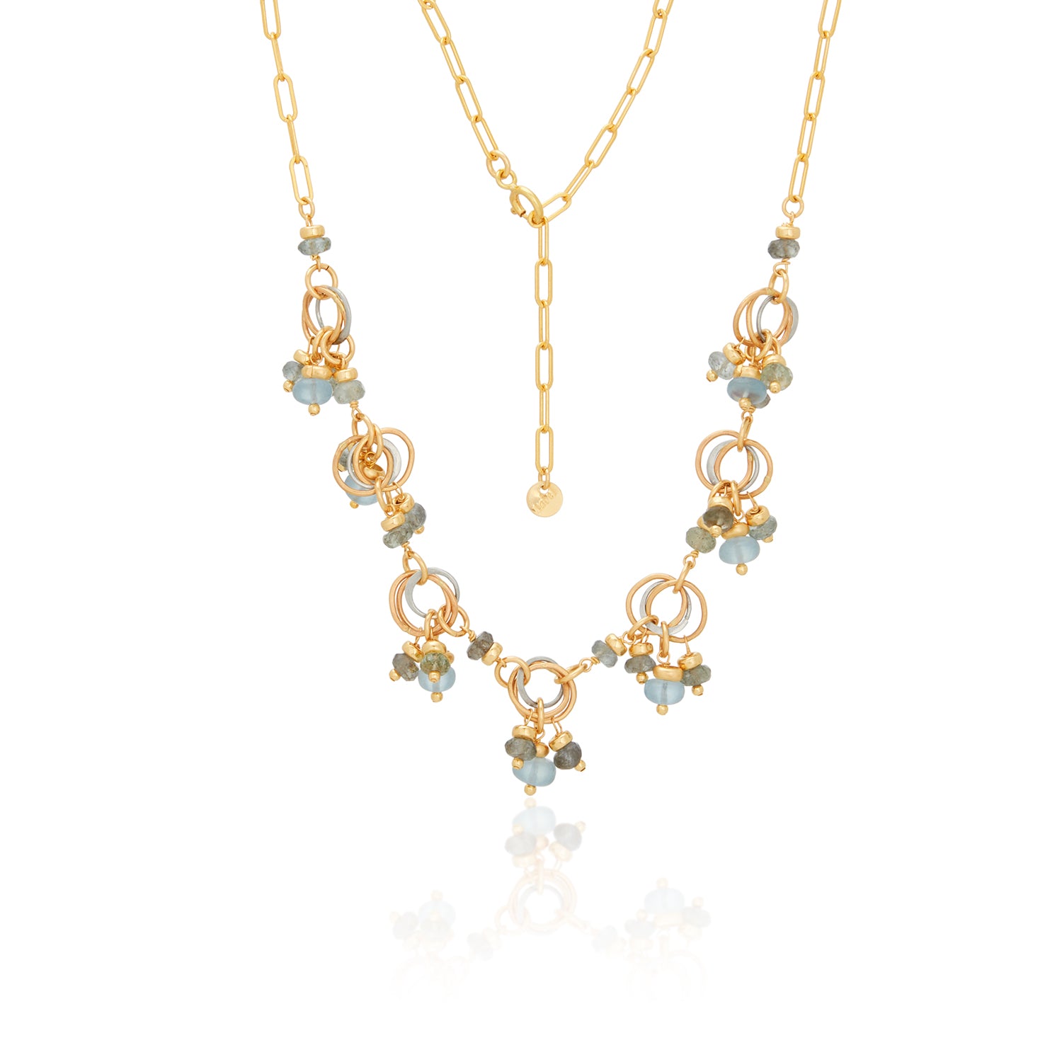 Trio Aqua Donut Trinity Necklace