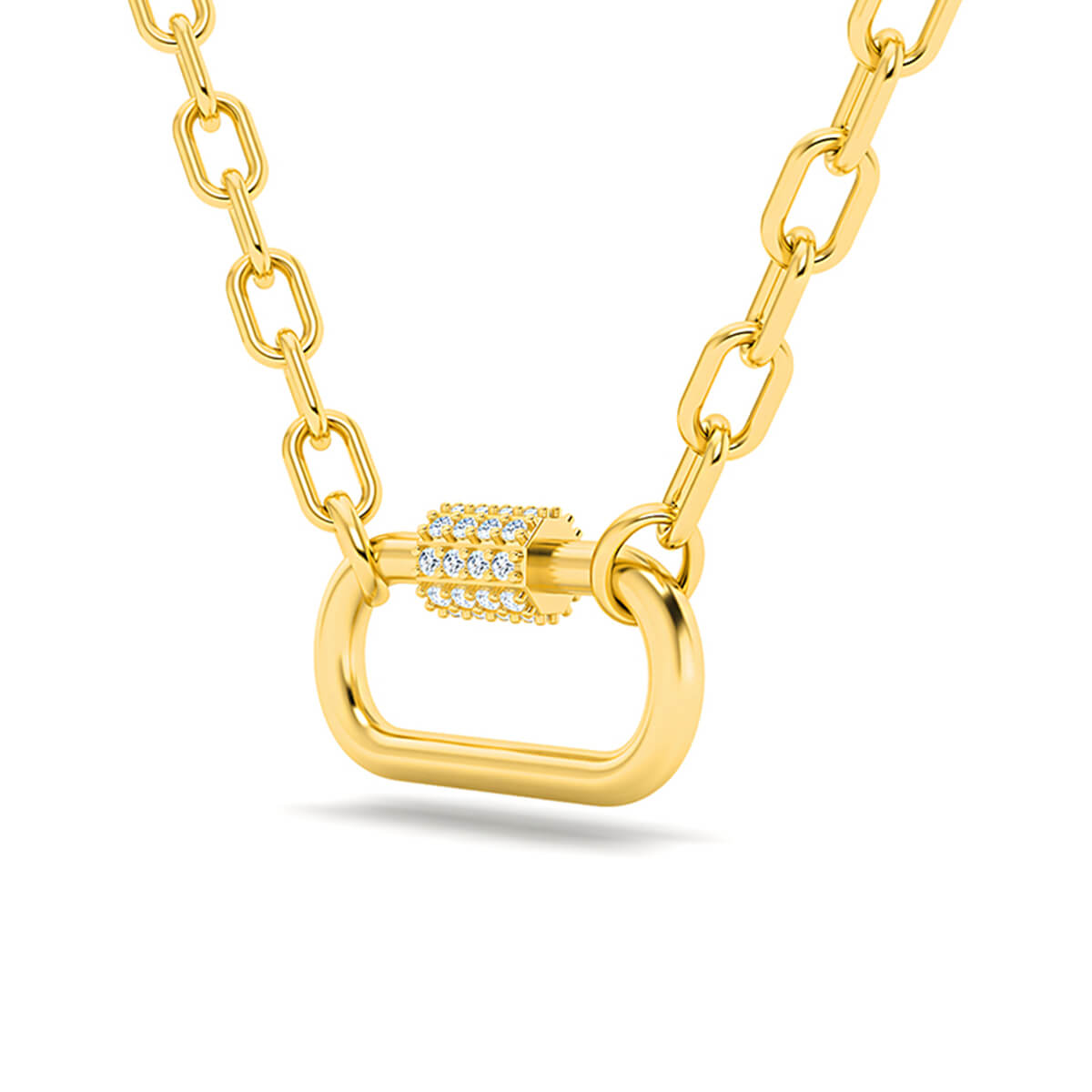 Lock Your Dreams Bold Gold Diamond Lock Necklace 18k