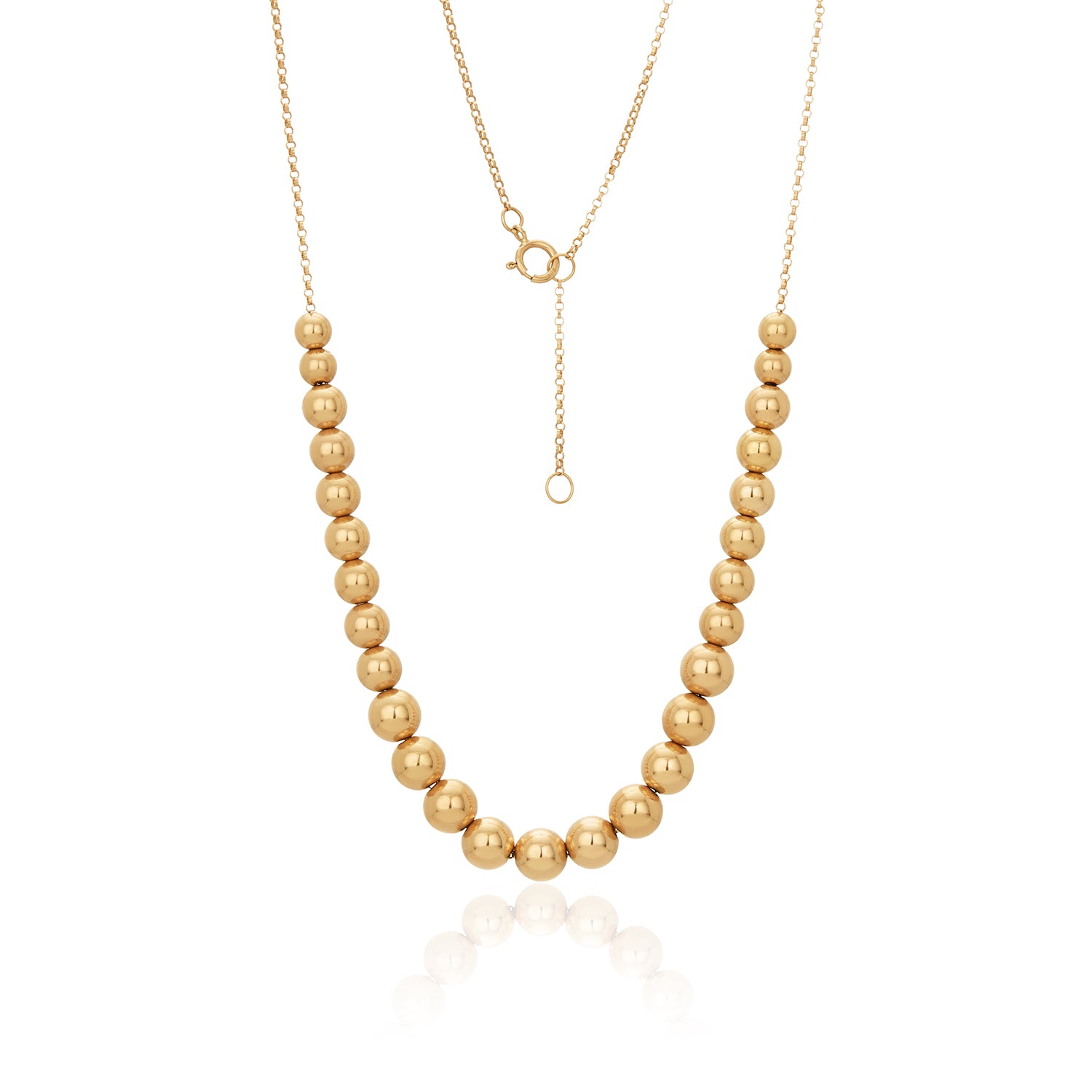 Graduated Gold Bead Half Necklace In 14K