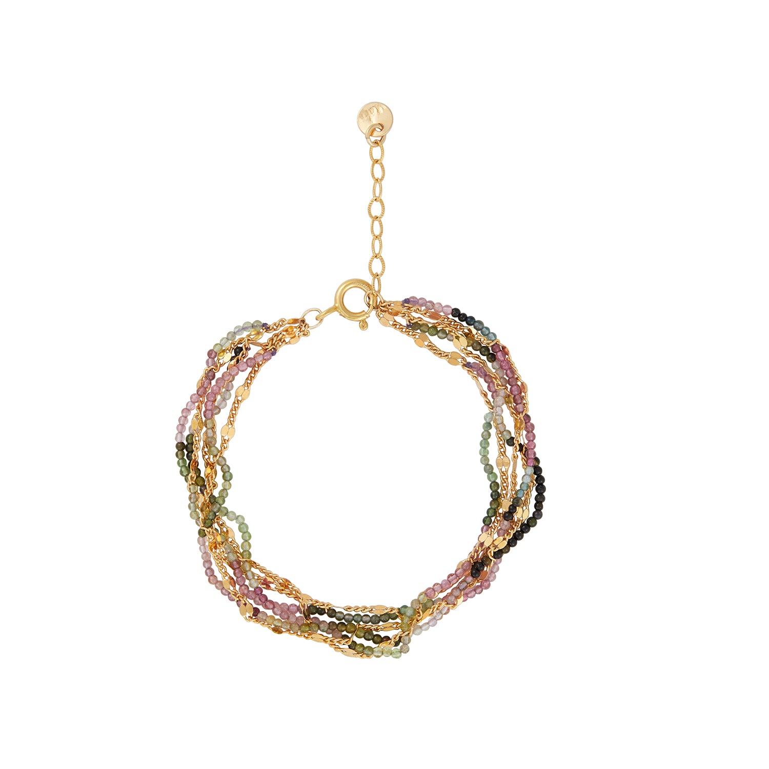 Tourmaline Twisted Gold Multi-strand Bracelet