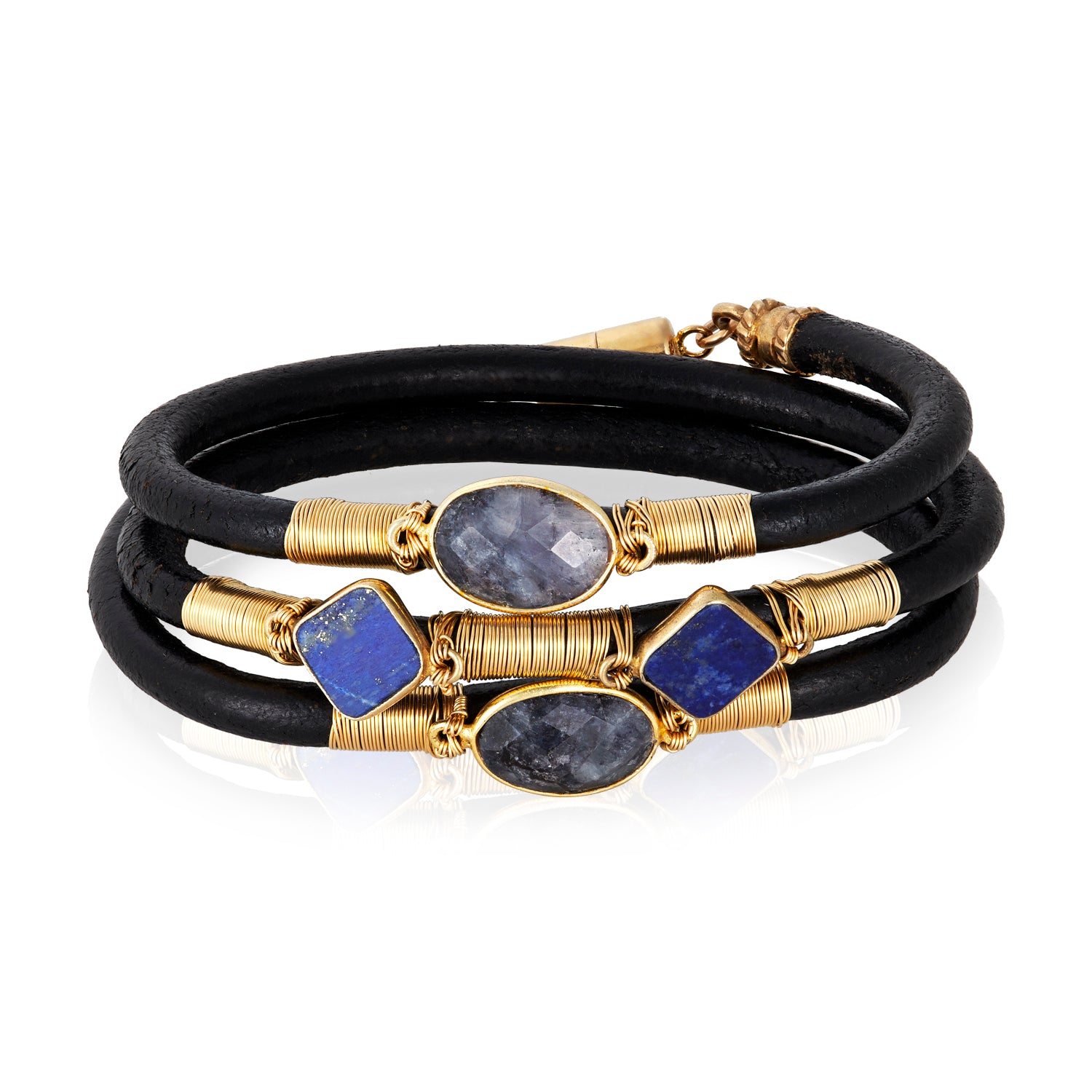 Love in Blue Triple Leather Bracelet