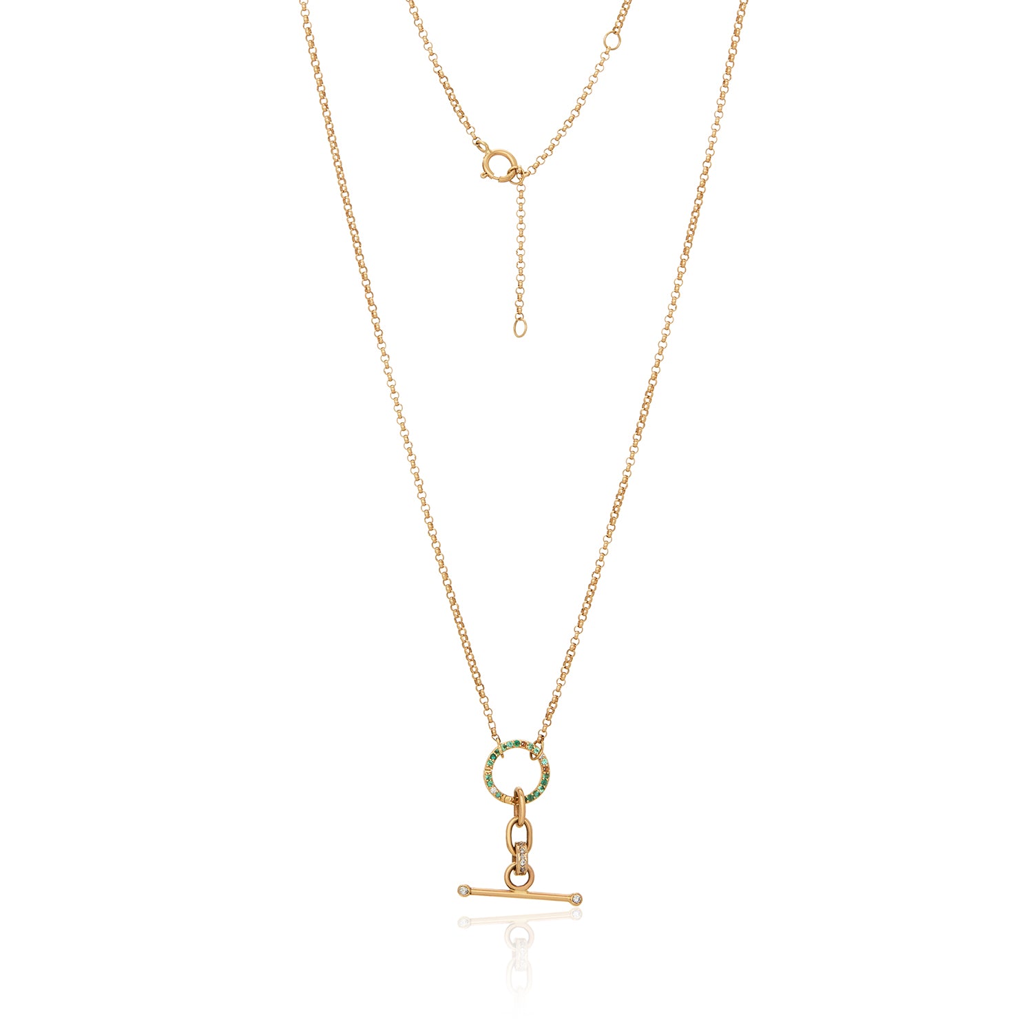 Diamond Circle Bar Toggle Necklace 14k