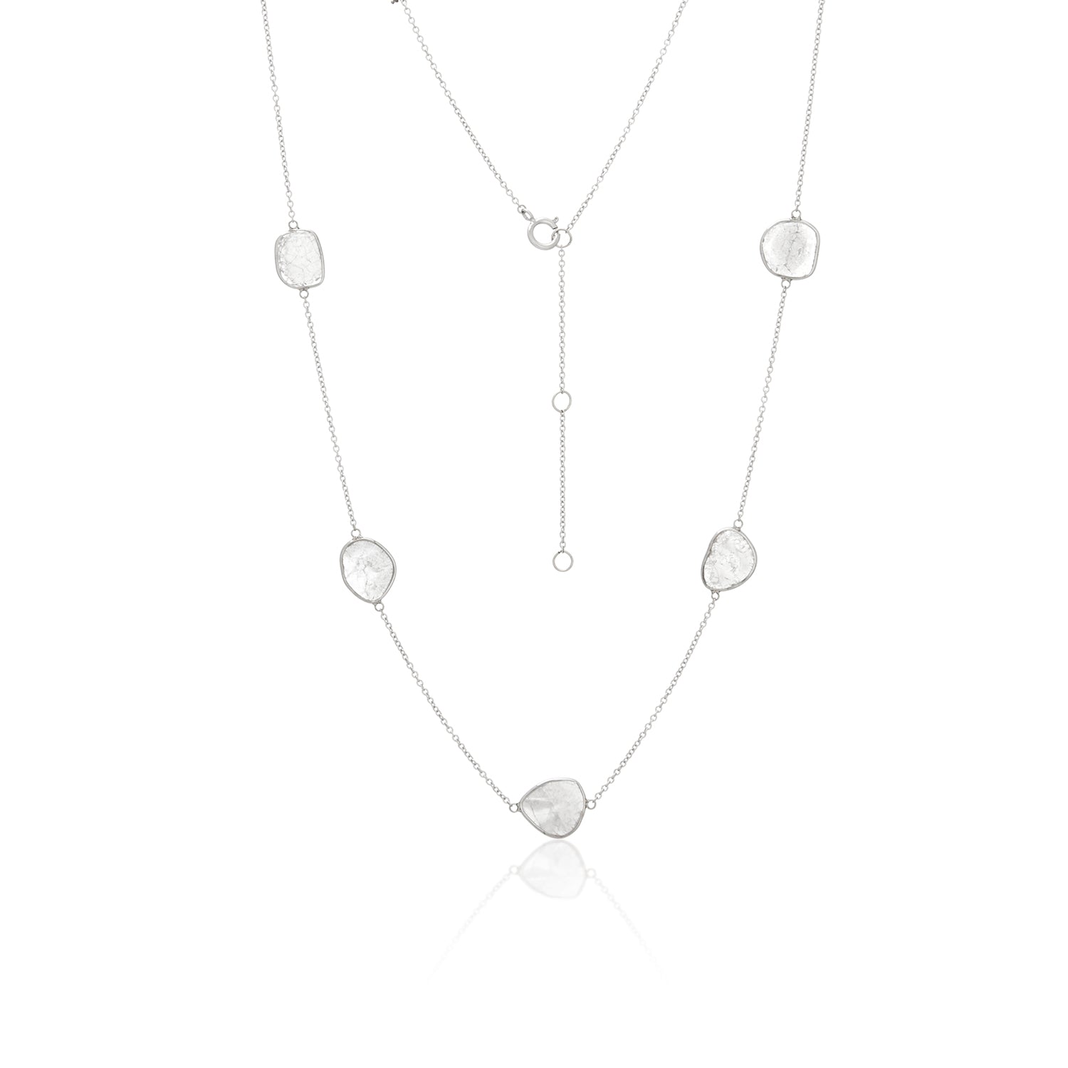 Slice Natural Diamond Station Necklace in 14k