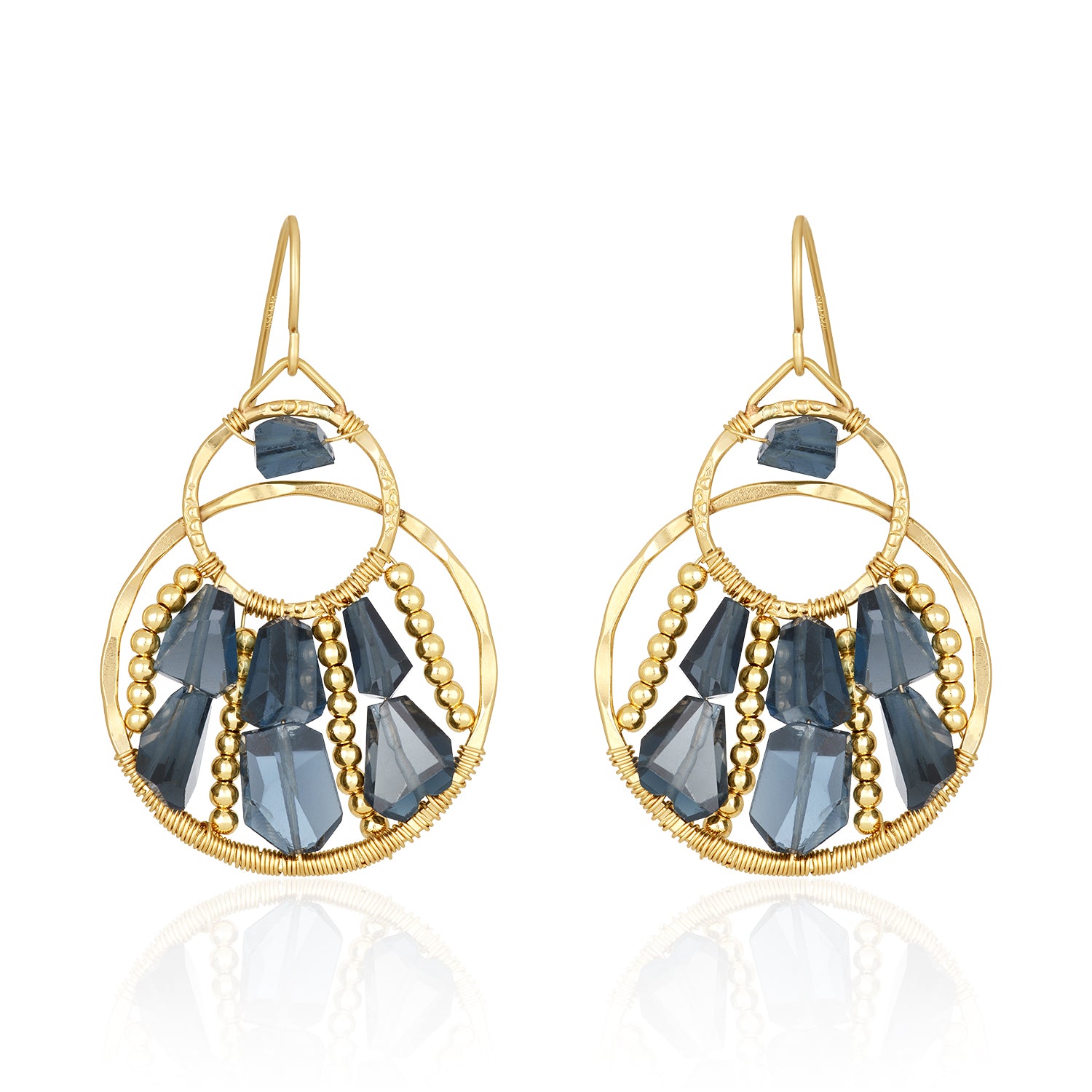 Puffy Beads Double Hoops Earrings