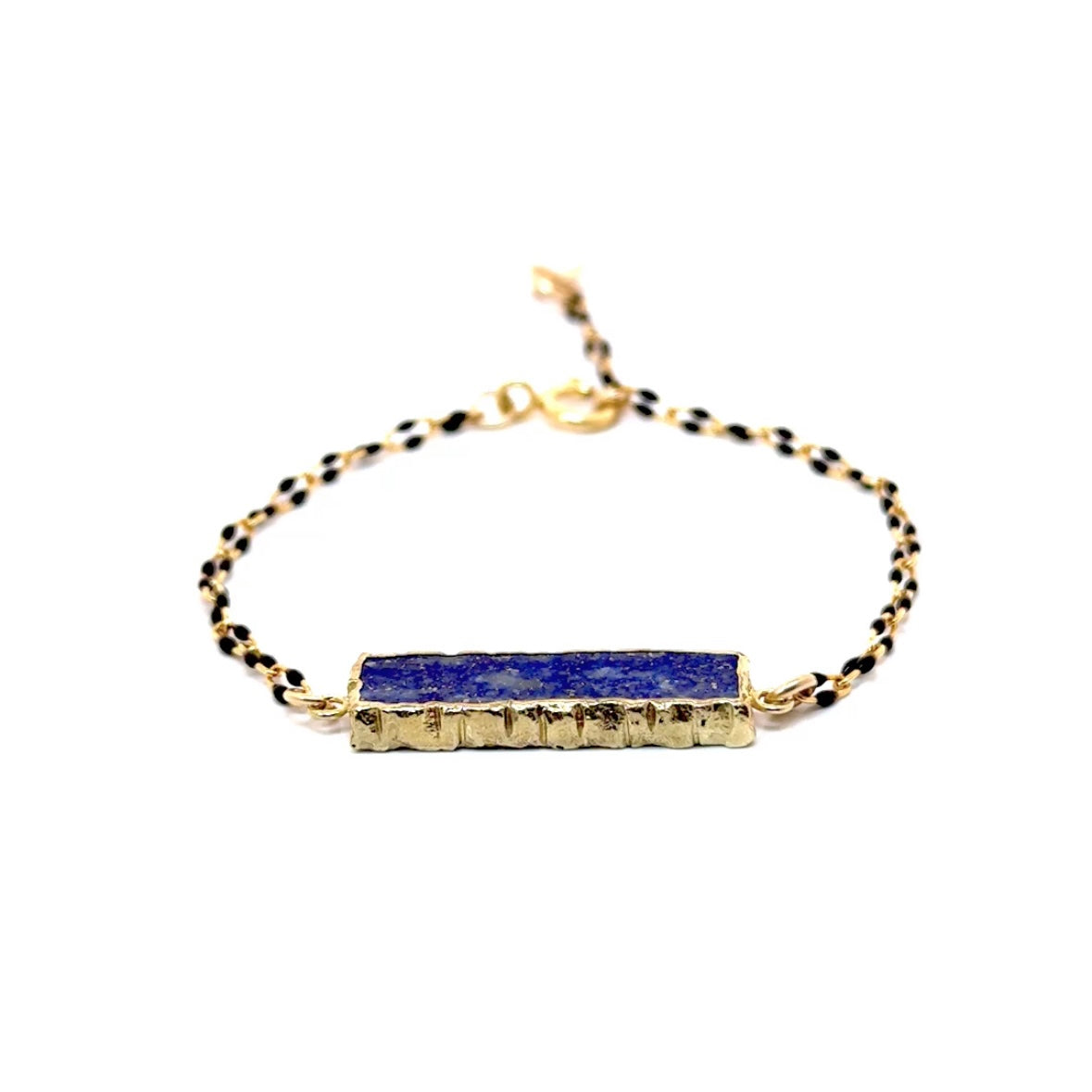 Lapis Slice Double Braided Bracelet
