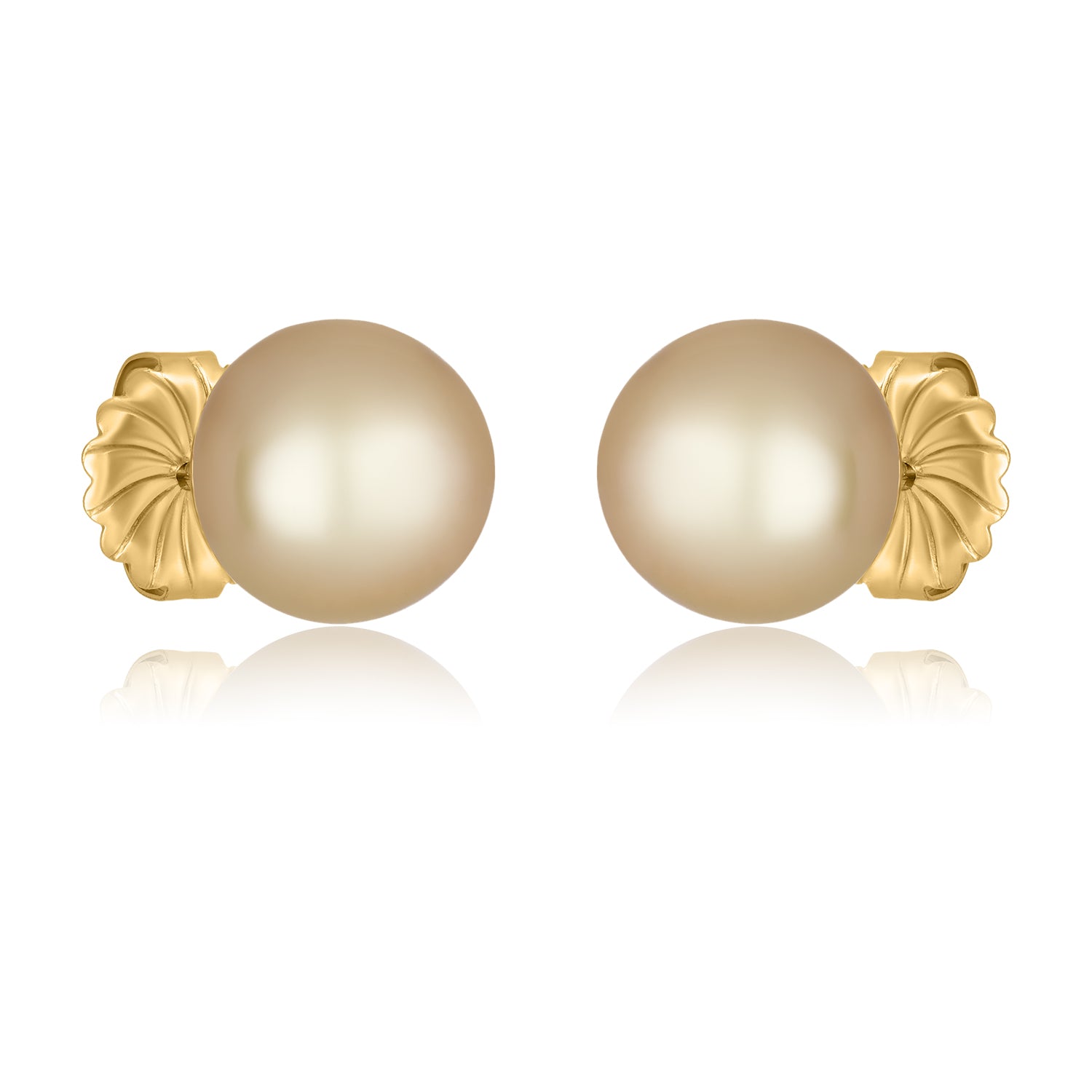 Ava Yellow Tahitian Pearl Studs Earrings In 14k