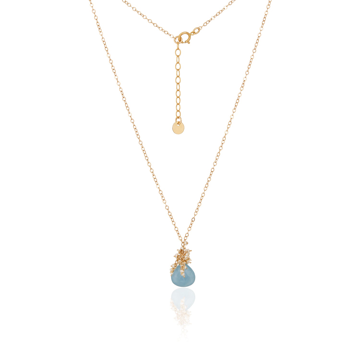 Aquamarine Pearl Cluster Necklace