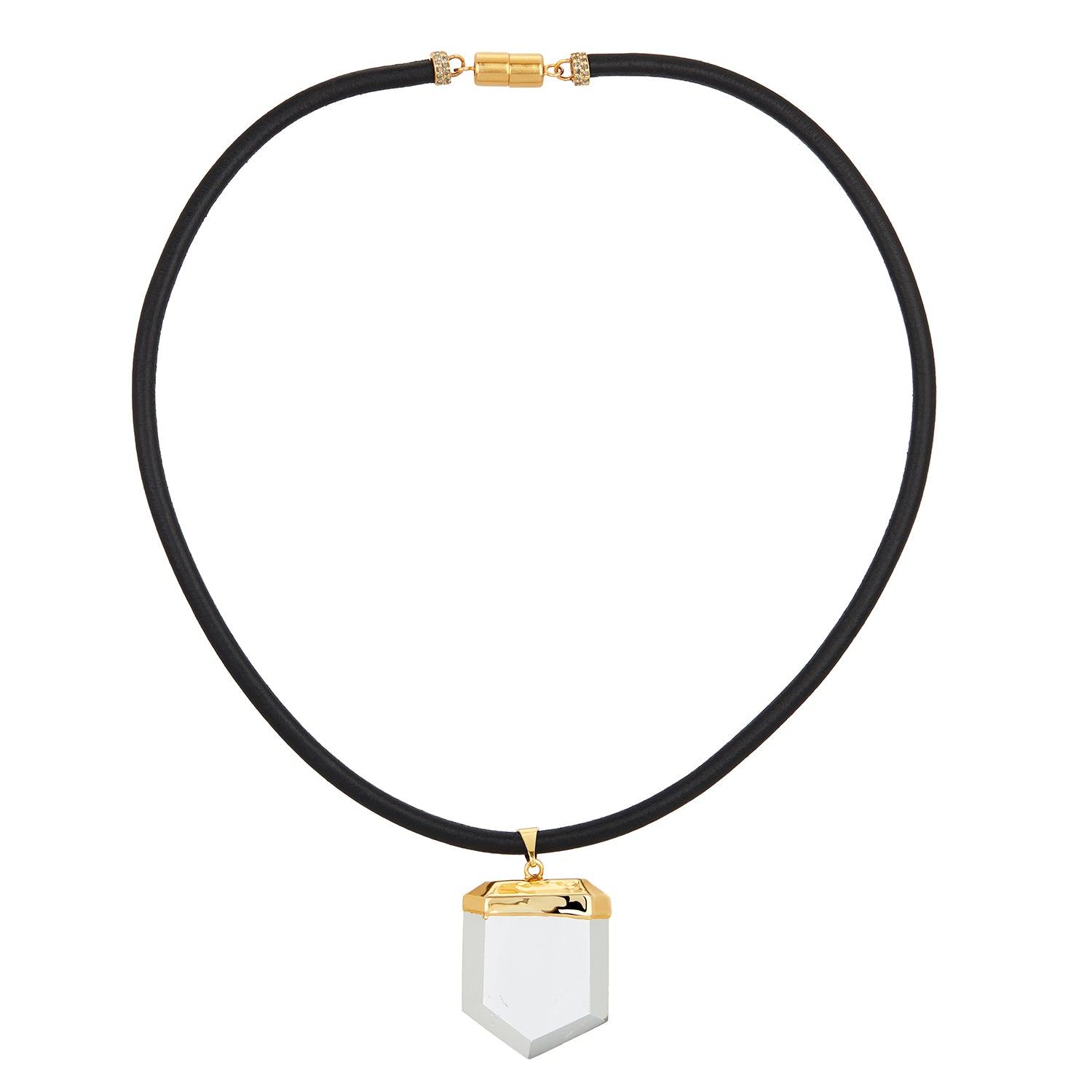 Leather Cord Necklace with Pentagon Pendant