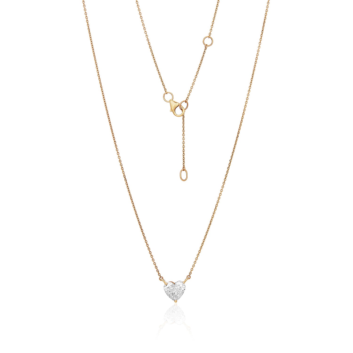 Heart-shaped Lab Diamond Pendant Necklace 14K