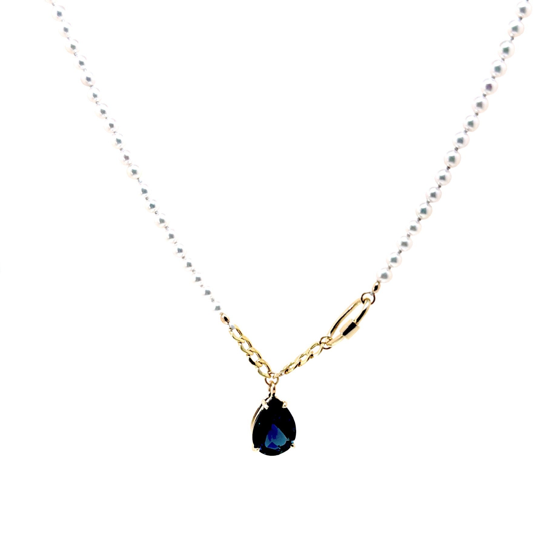 Teardrop Gemstone Pendant With Pearl necklace