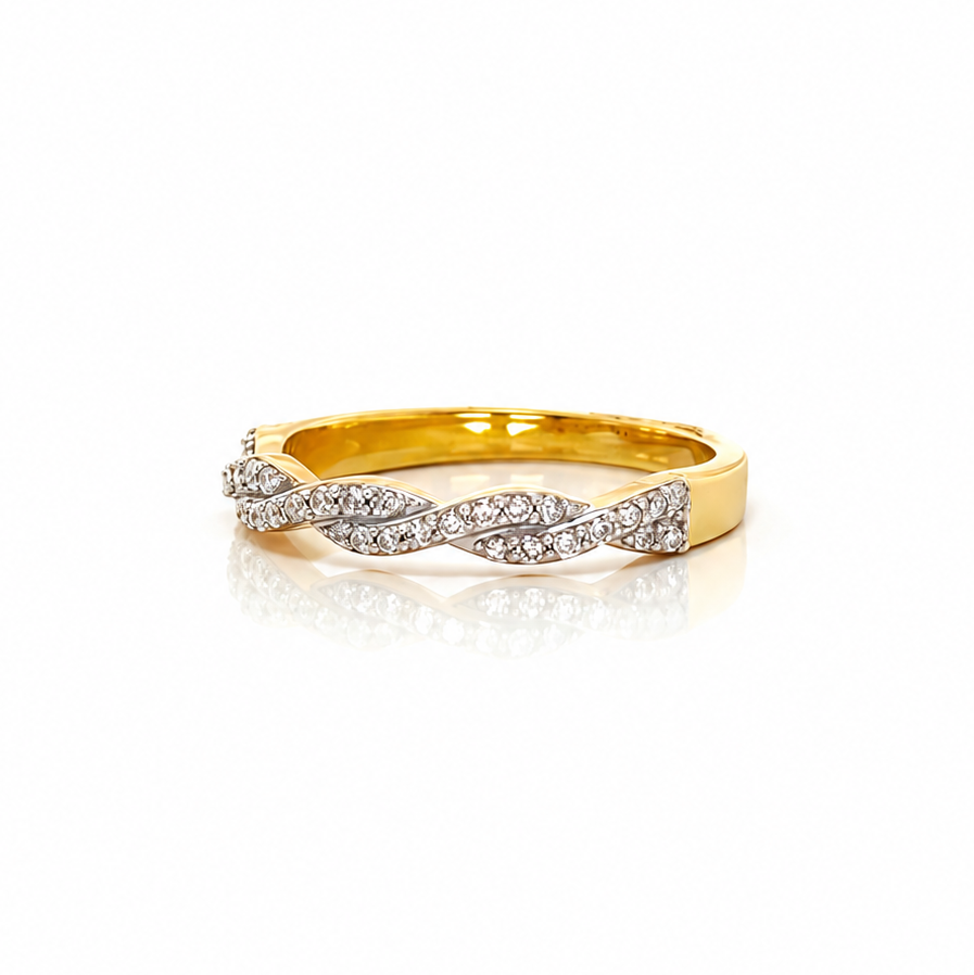 Lab-grown Diamond Braided Vermeil Gold Ring