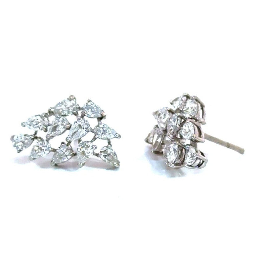 Lab-grown Diamond Cluster Snow White Gold Studs 14k