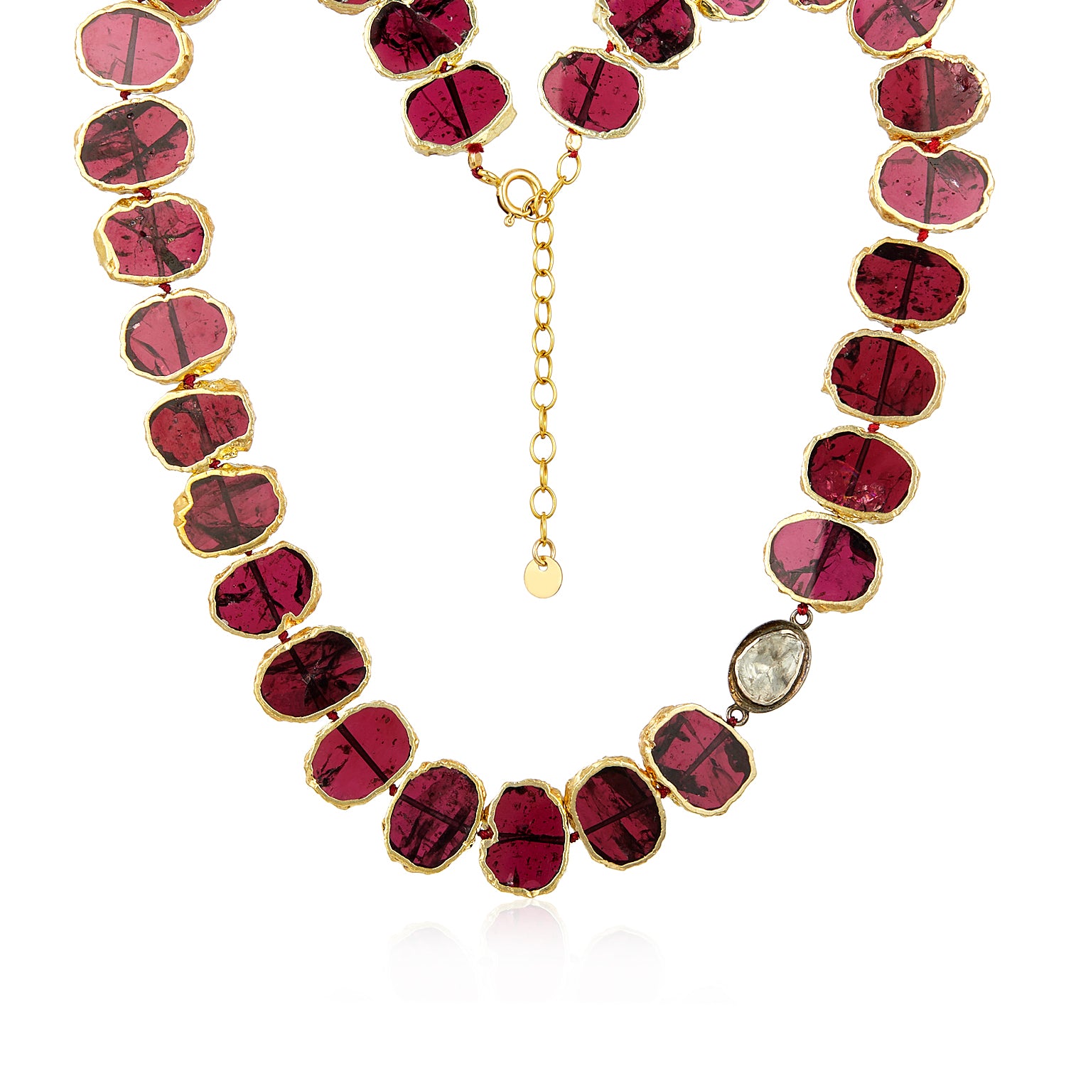 Garnet Slice Polki Diamond Necklace