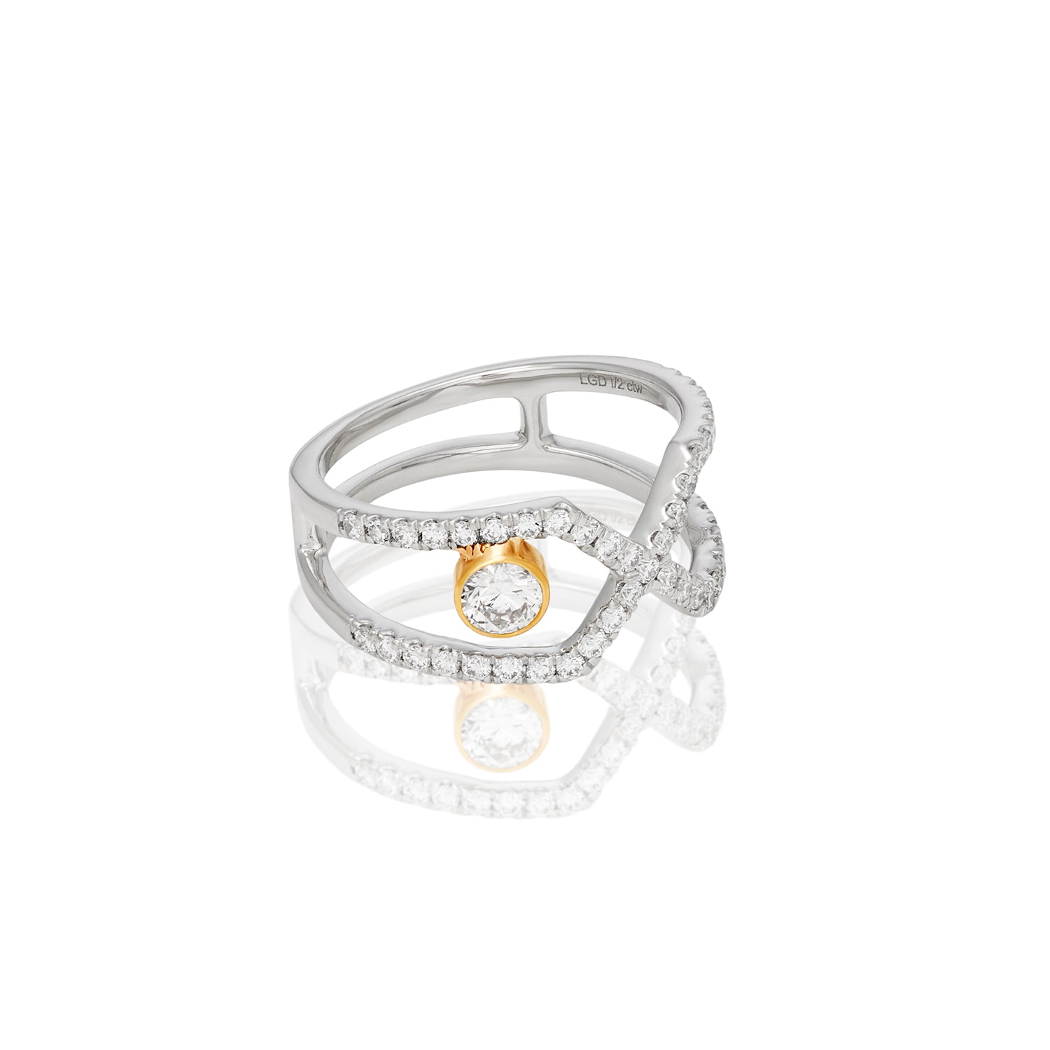 Lab-grown Diamond Framed Crossover Ring In 14k White Gold
