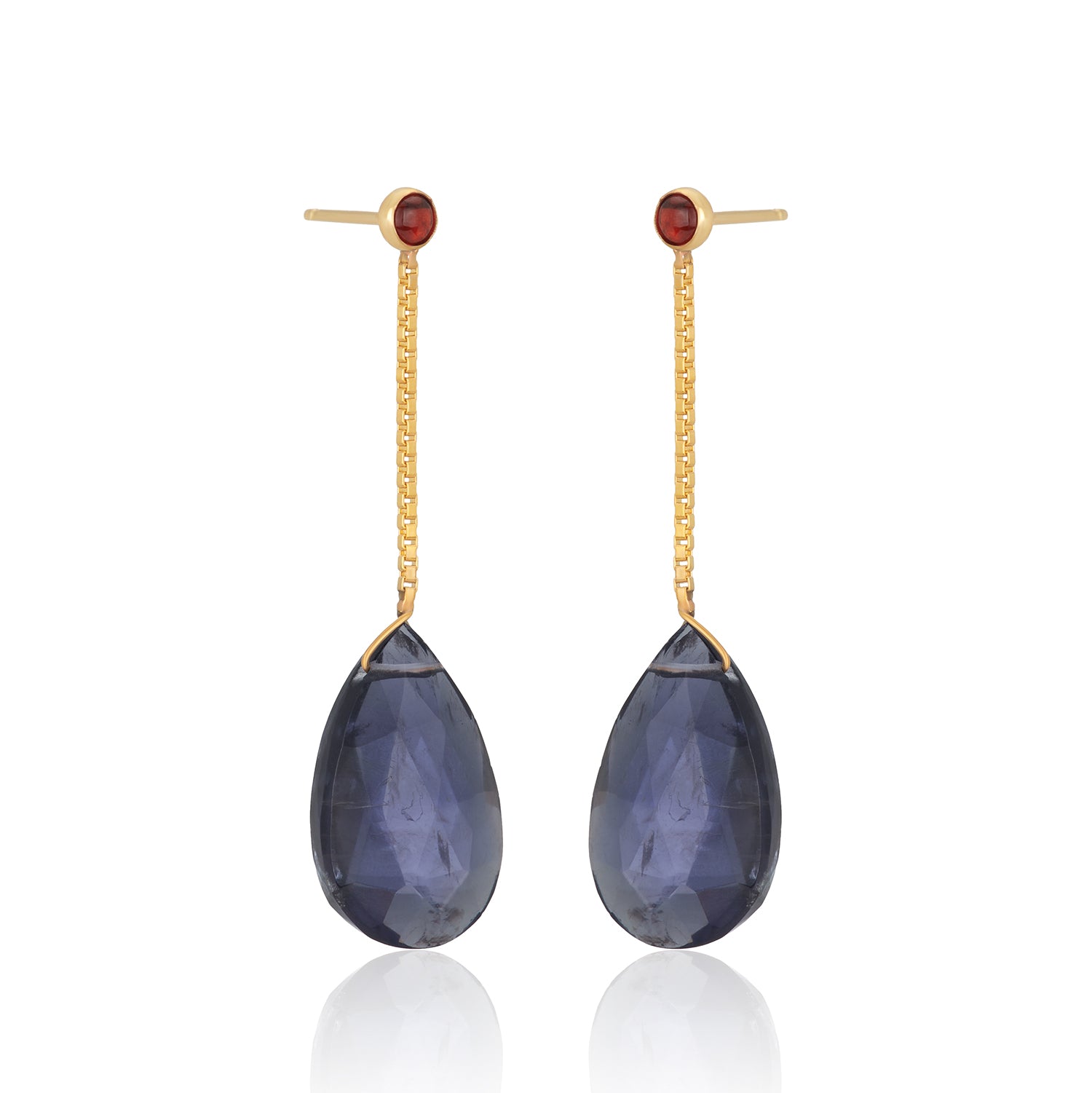 Isa Teardrop Gem Dangle Stud Earrings