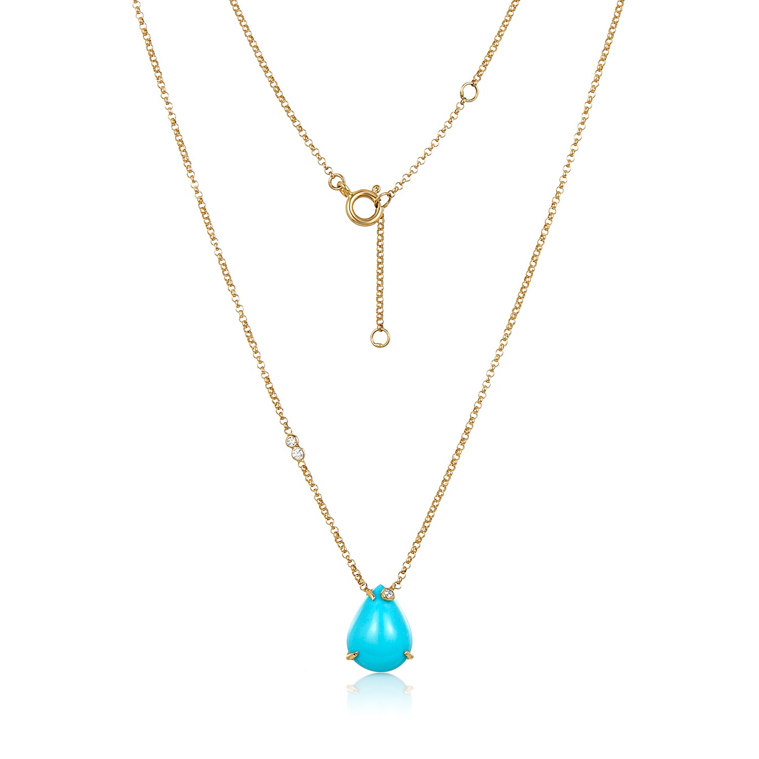 Turquoise Diamond Pendant-14k Gold