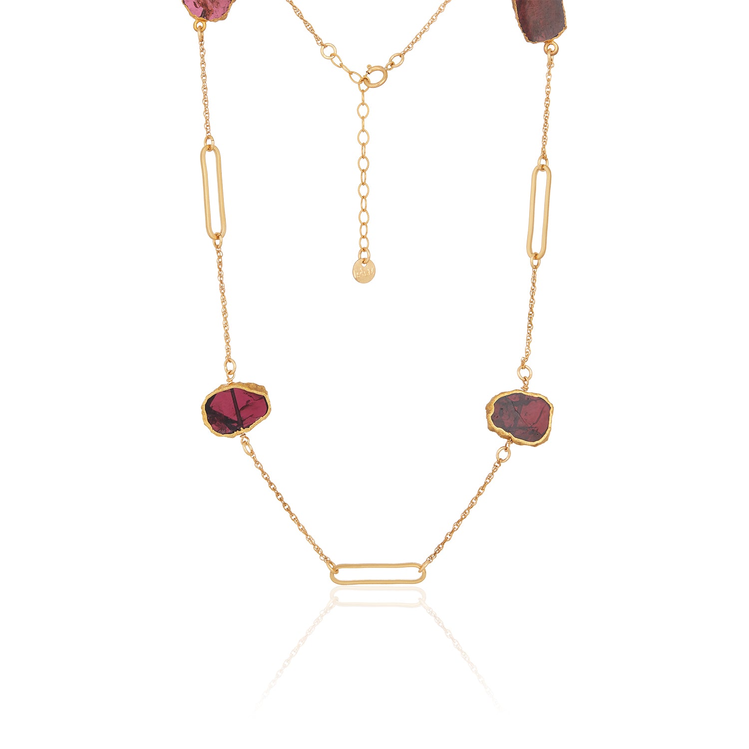 Bezel Gem Paperclip Short Necklace