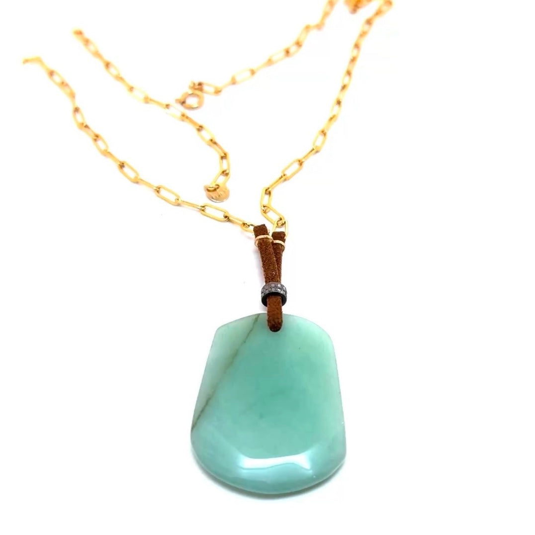 Jade Pendant Paperclip Necklace