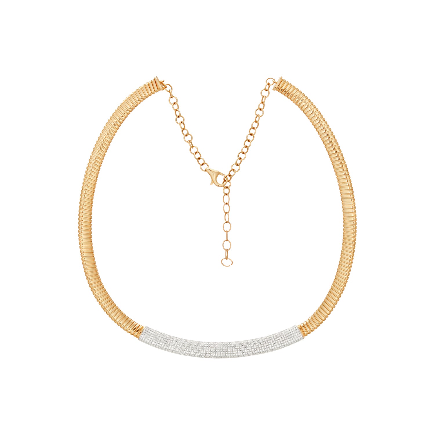 Pave Diamond Centerpiece Gold Choker In 14K