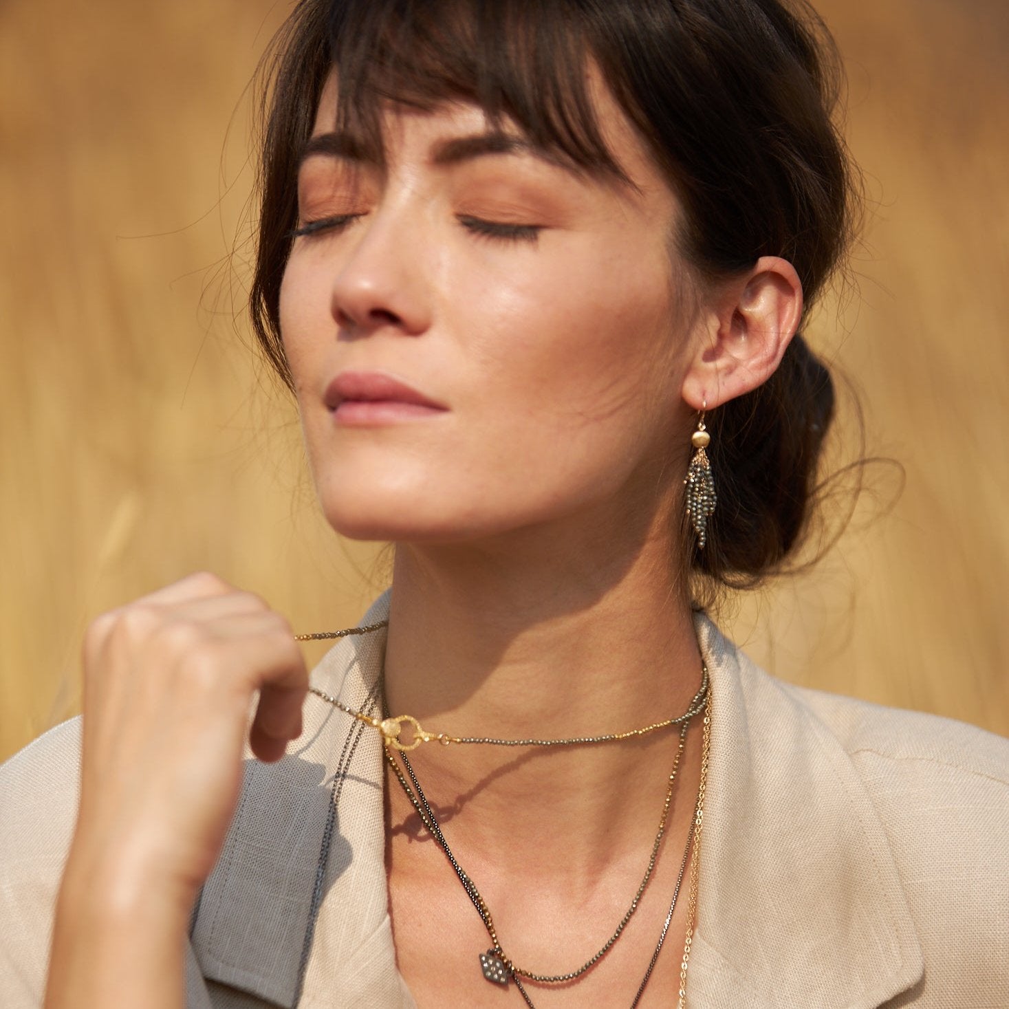 Polly Pyrite Pave Diamond Lock Necklace