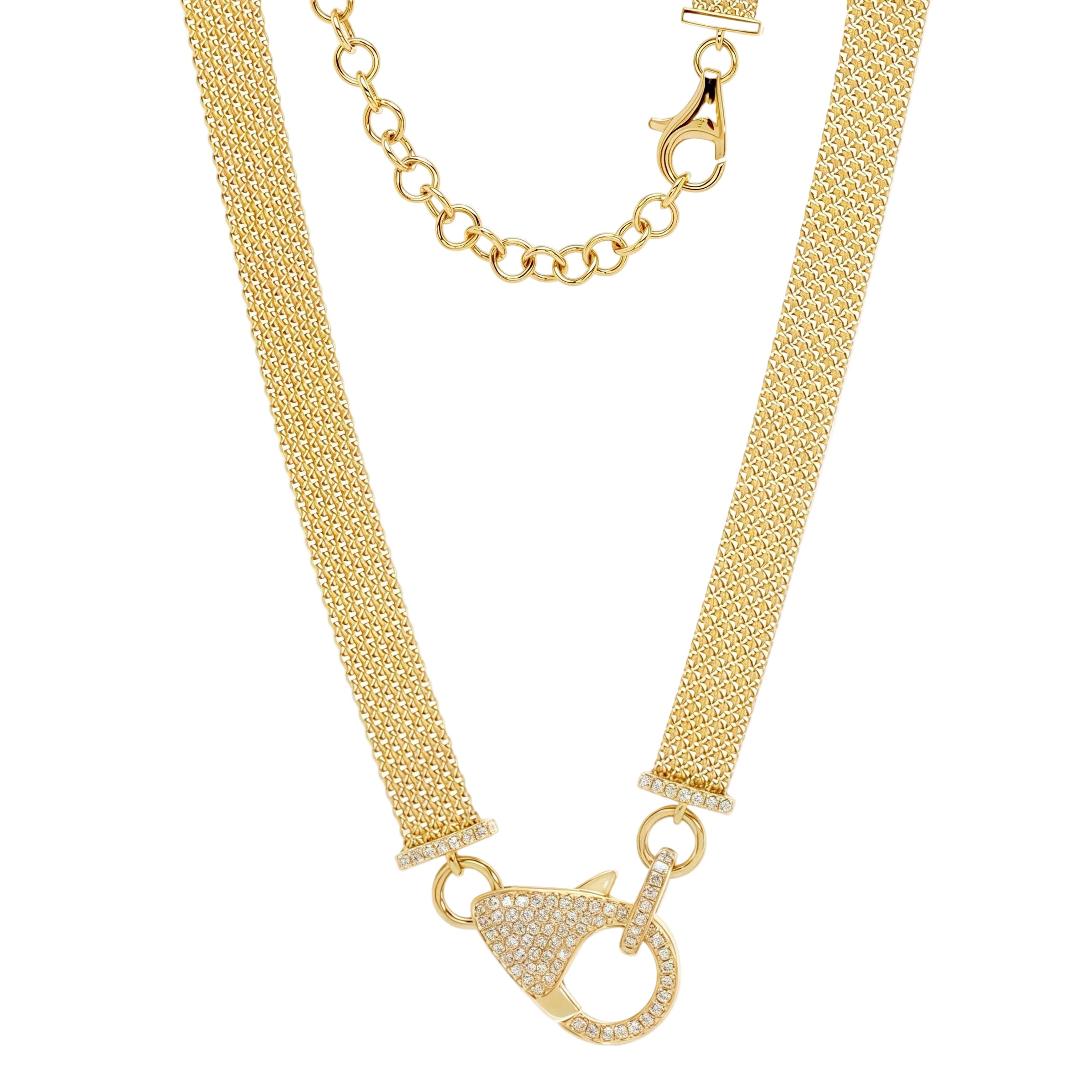 Diamond Cuff Flat Tape Necklace In 14k