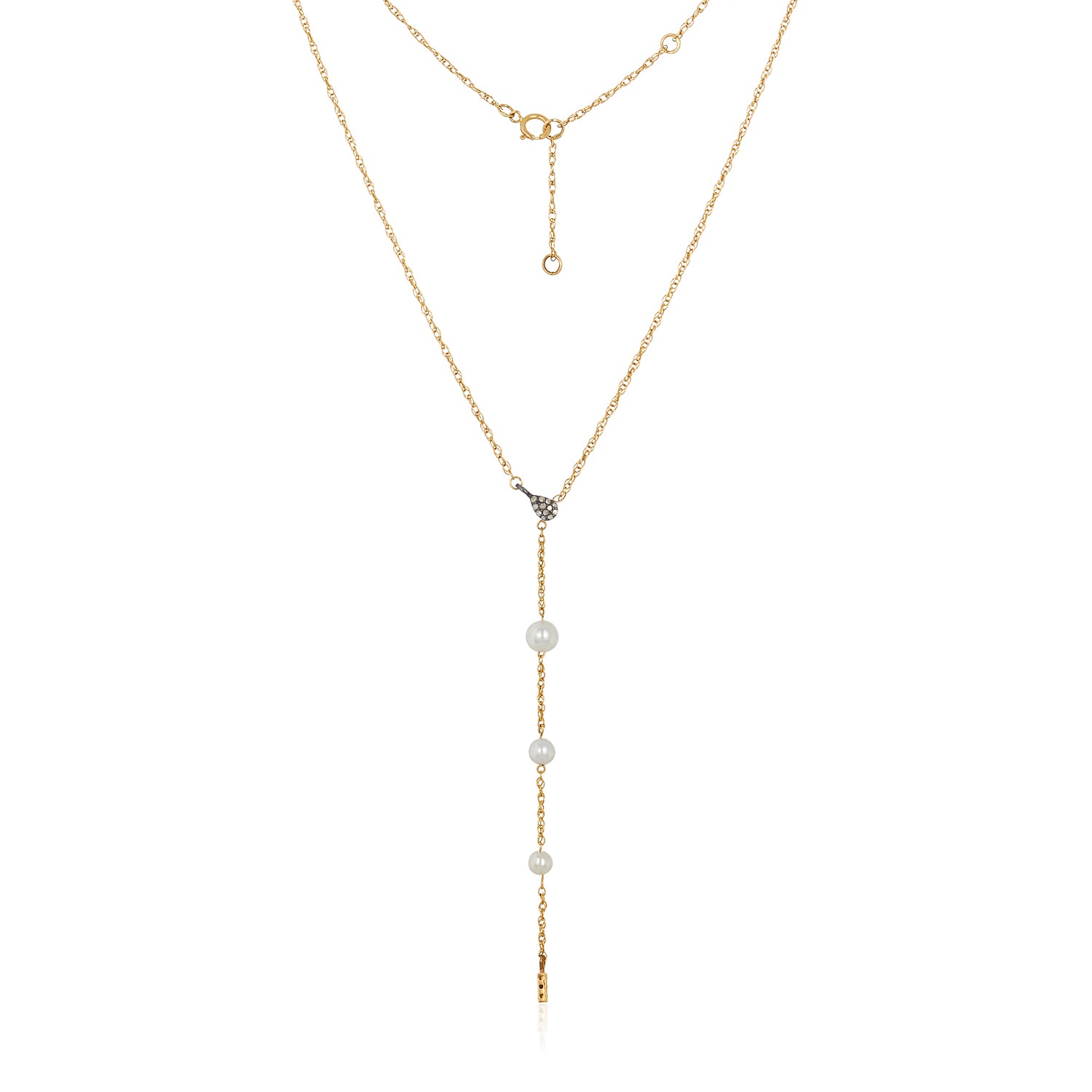 Cindy Graduated Pearl Lariat Necklace in 14k