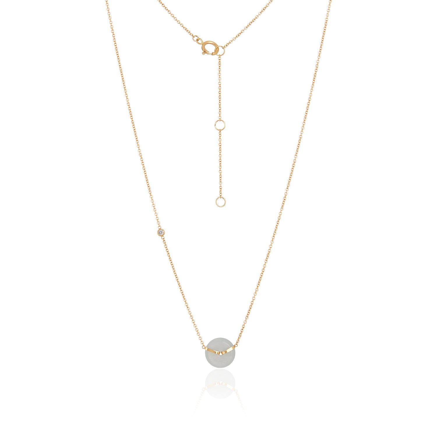 Petite Jade Diamond By The Side Necklace in 14k