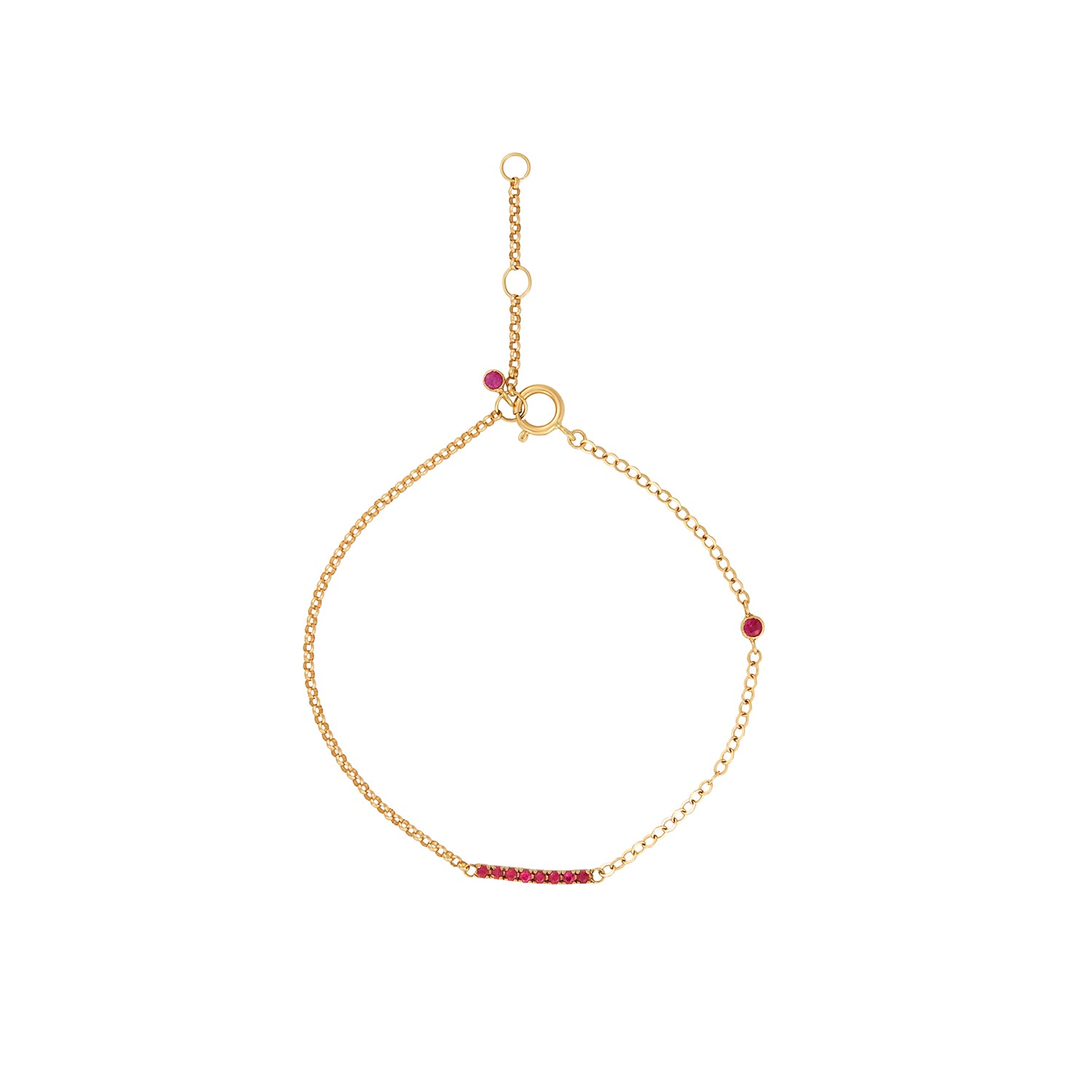 Mini Ruby Row Bracelet In 14k