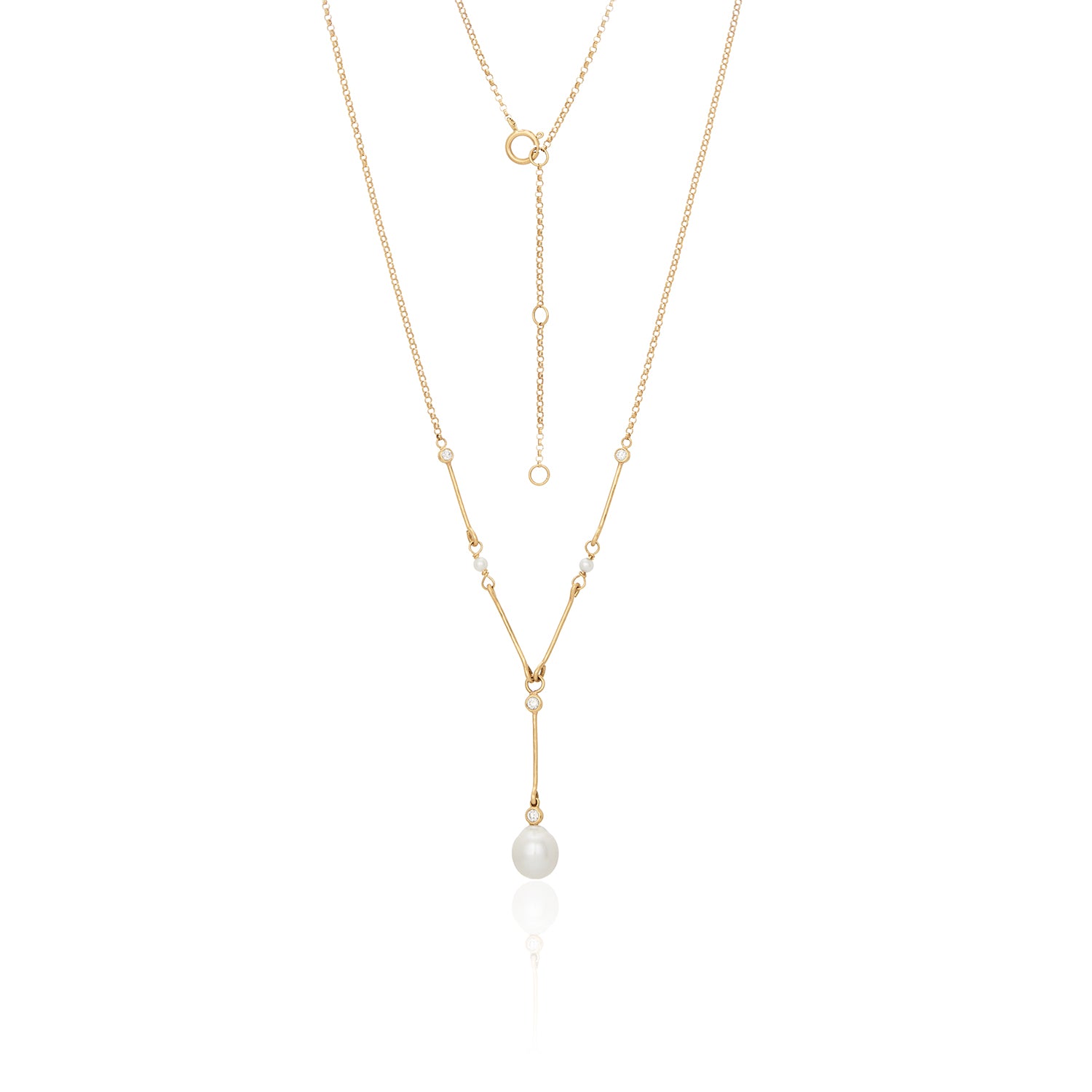 Cindy Gold Bar Diamond Lariat Necklace In 14k