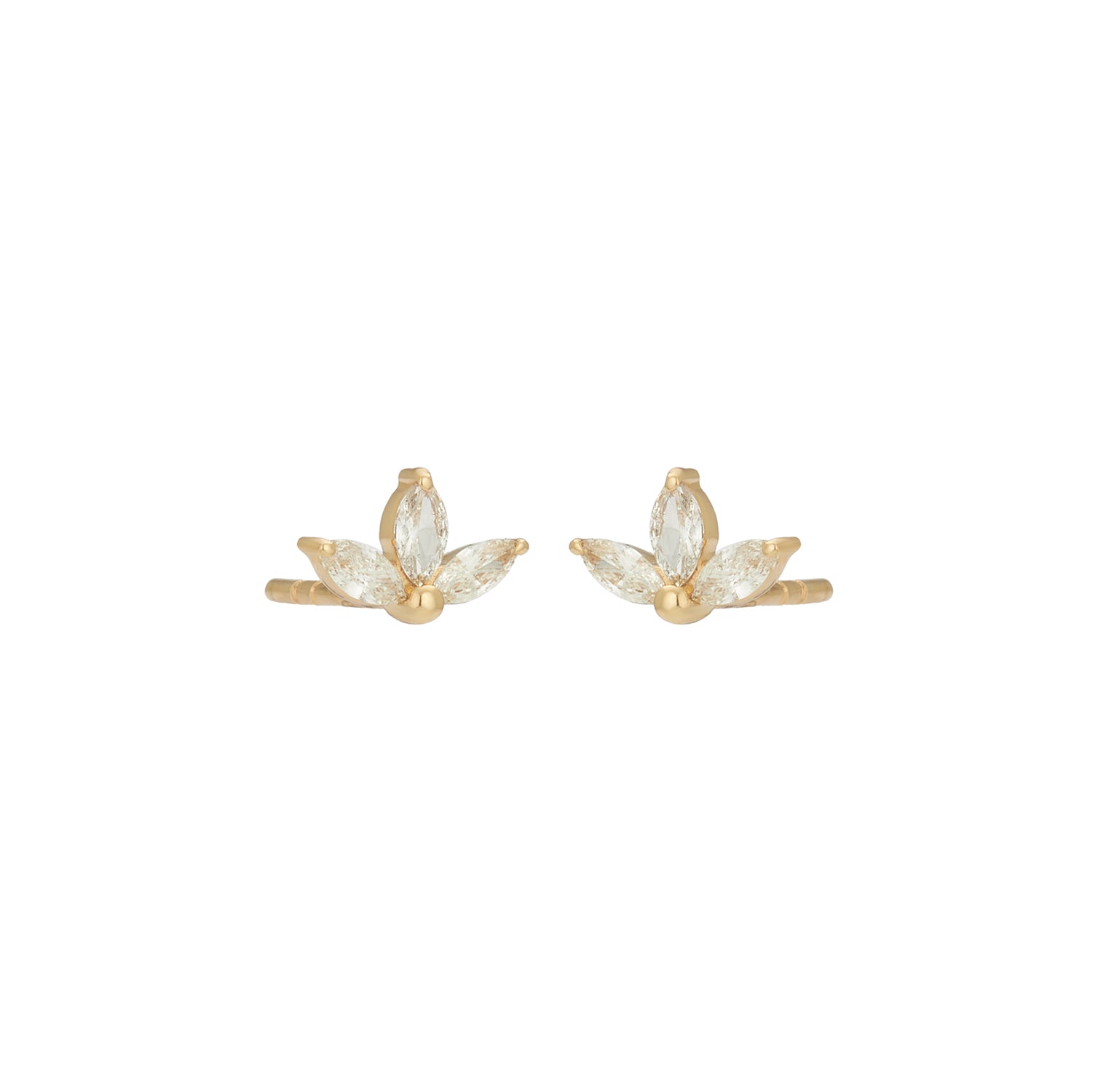 Diamond Trio Leaves Studs In 14K