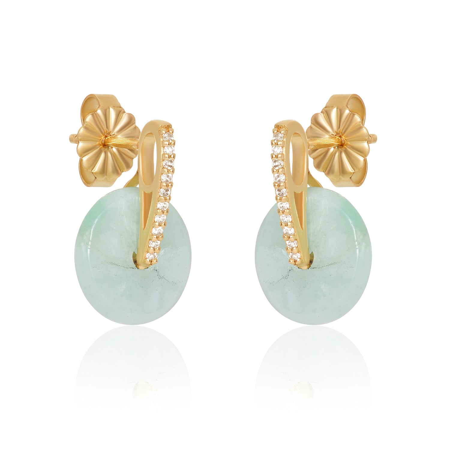 Jade Diamond Bar Post Earrings