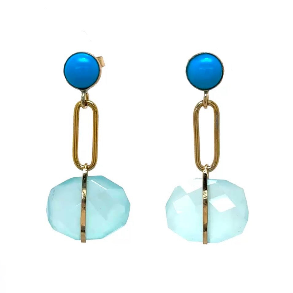 Gem Wired Drop Link Earrings