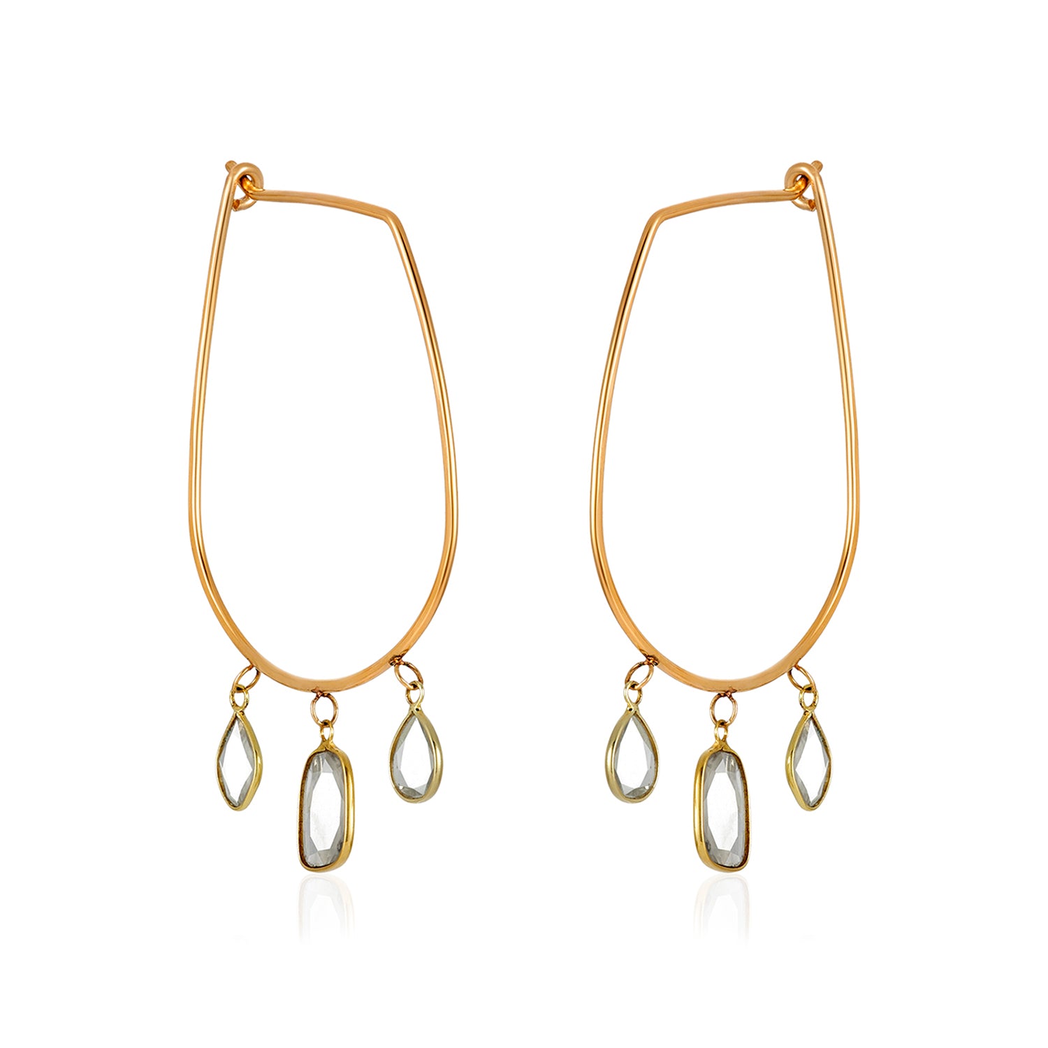 Slice Moissanite Dangle Hoops Earrings