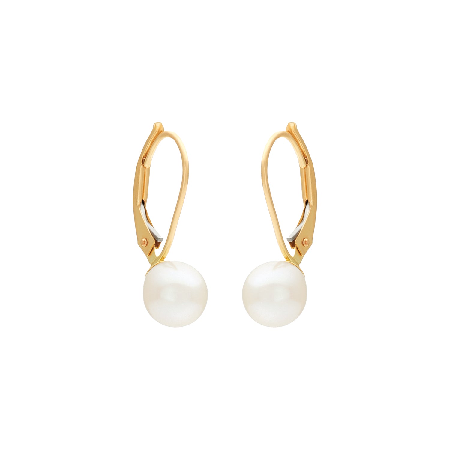 Pearl Little Hoops Earrings In 14K
