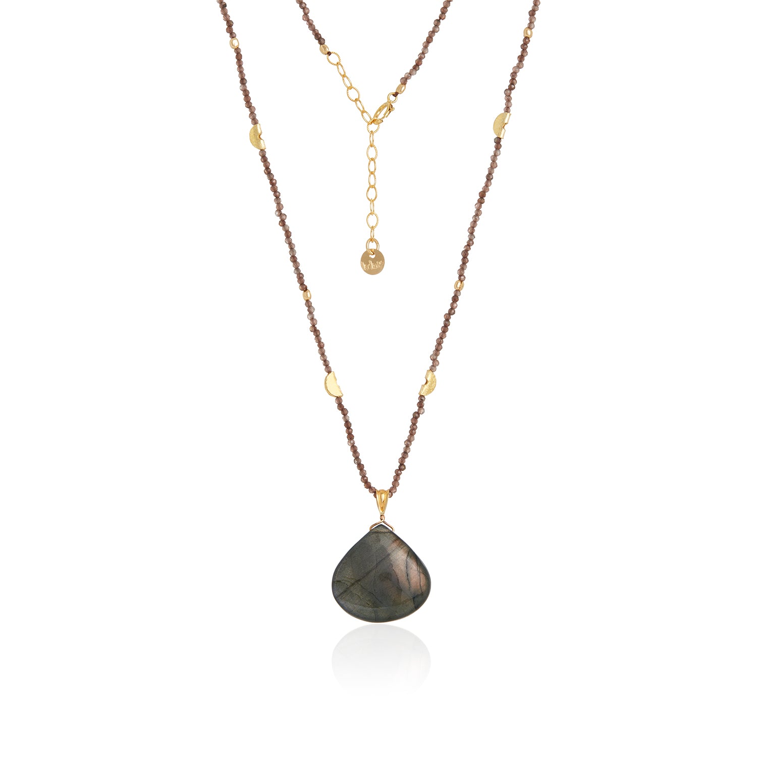 Andalusite Half Moon & Labradorite Pendant Necklace