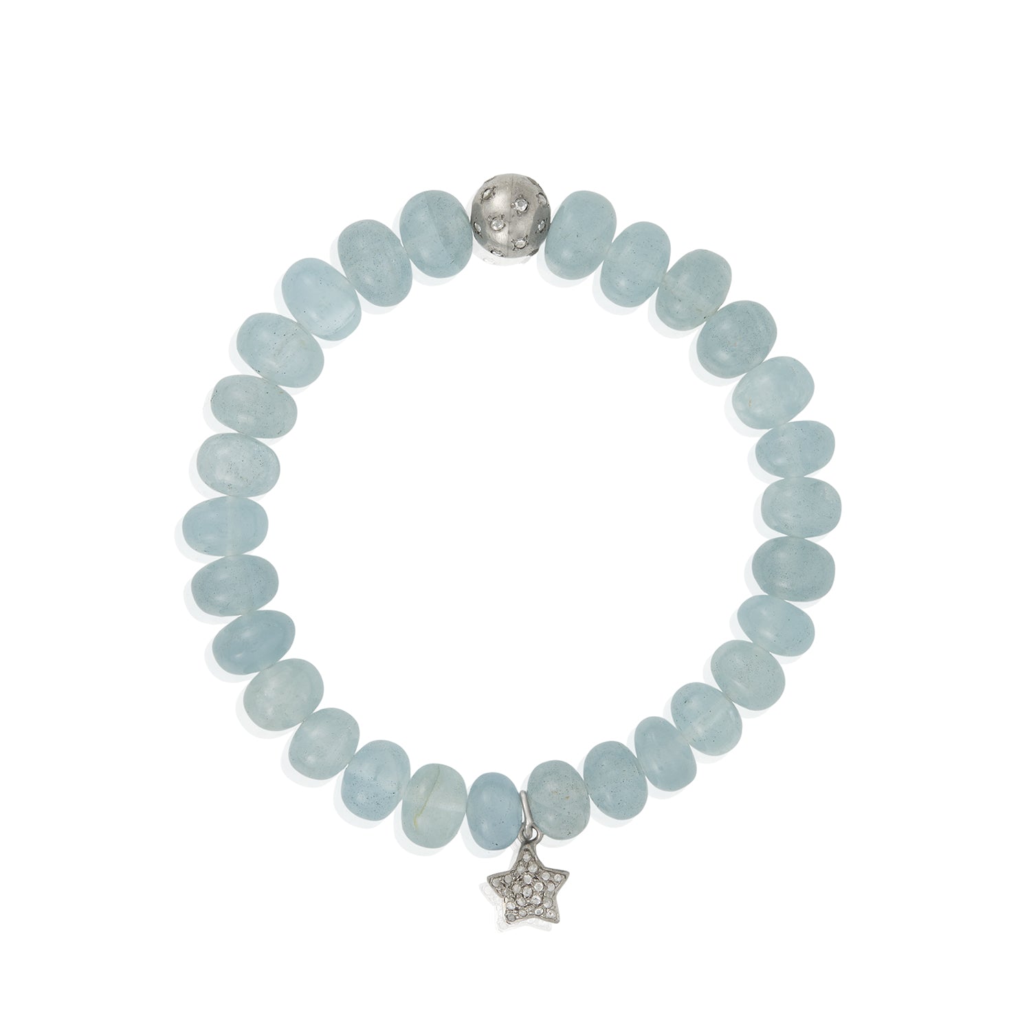Donut Aquamarine Diamond Charm Stretchy Bracelet