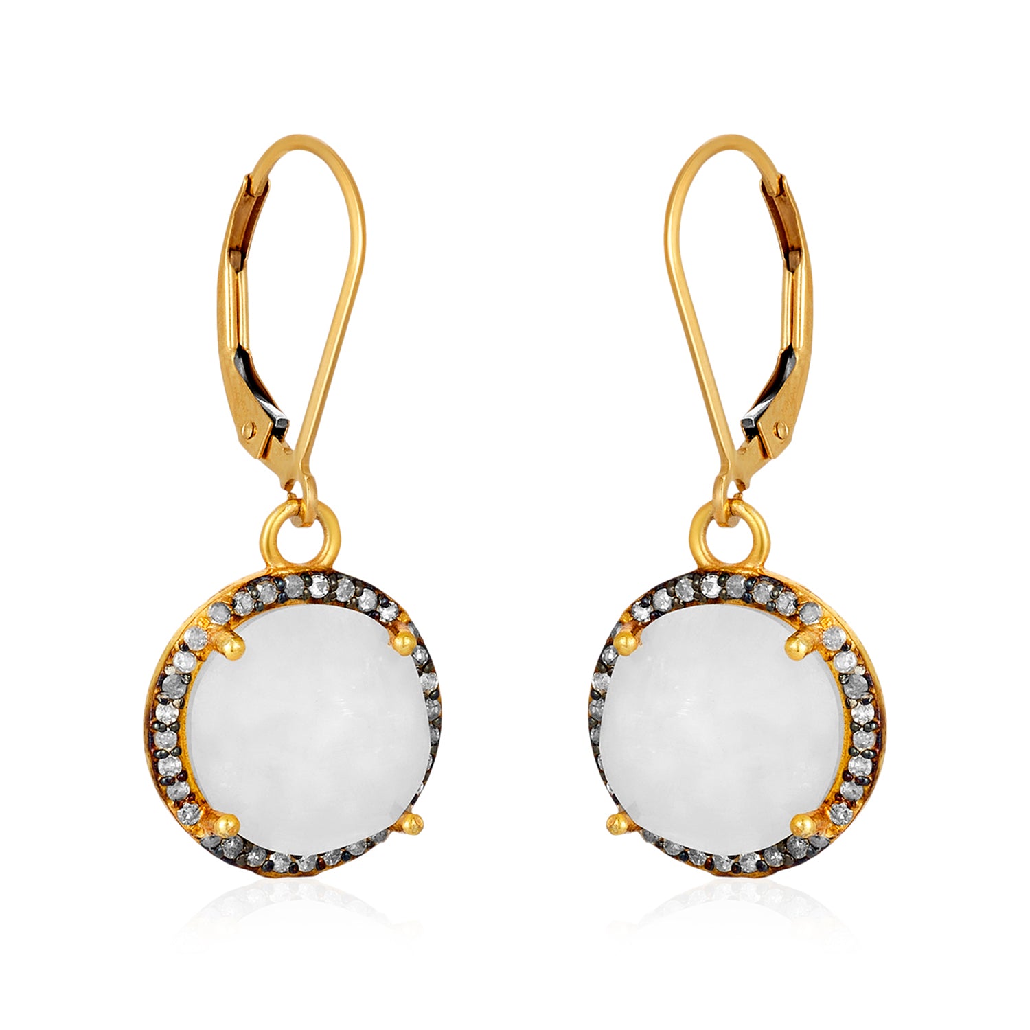 Moonstone Diamond Halo Drop Earrings