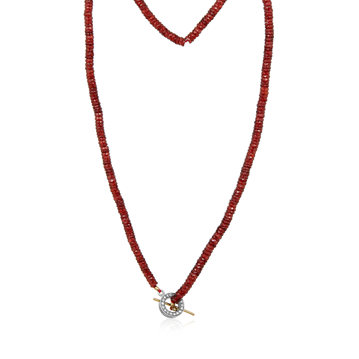 Garnet Diamond Toggle Necklace