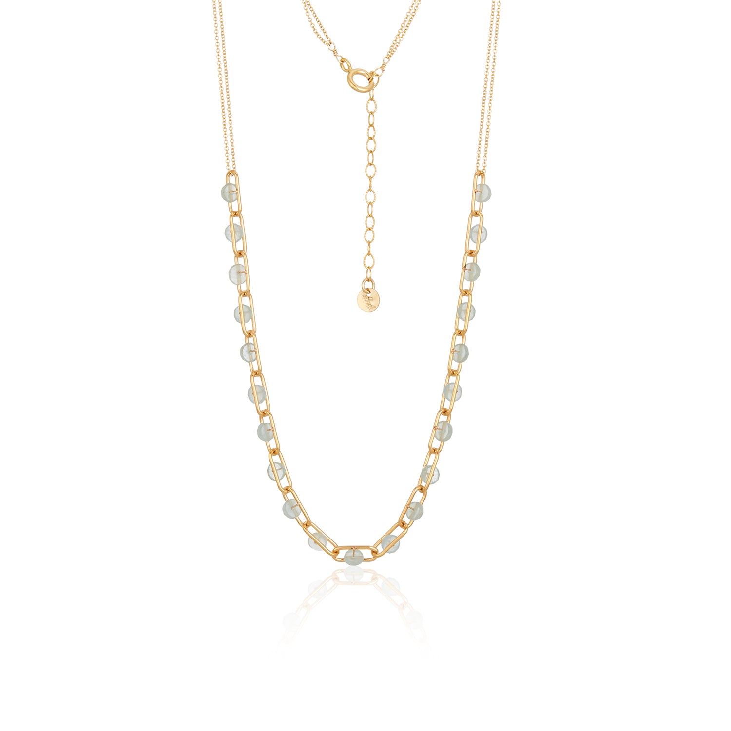 Mini Aquamarine Paperclip Necklace