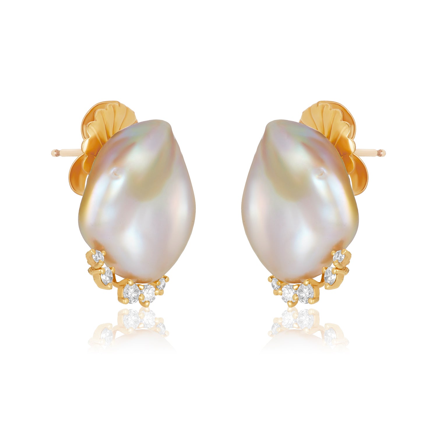 Lush Diamond Keshi Pearl Stud Earrings