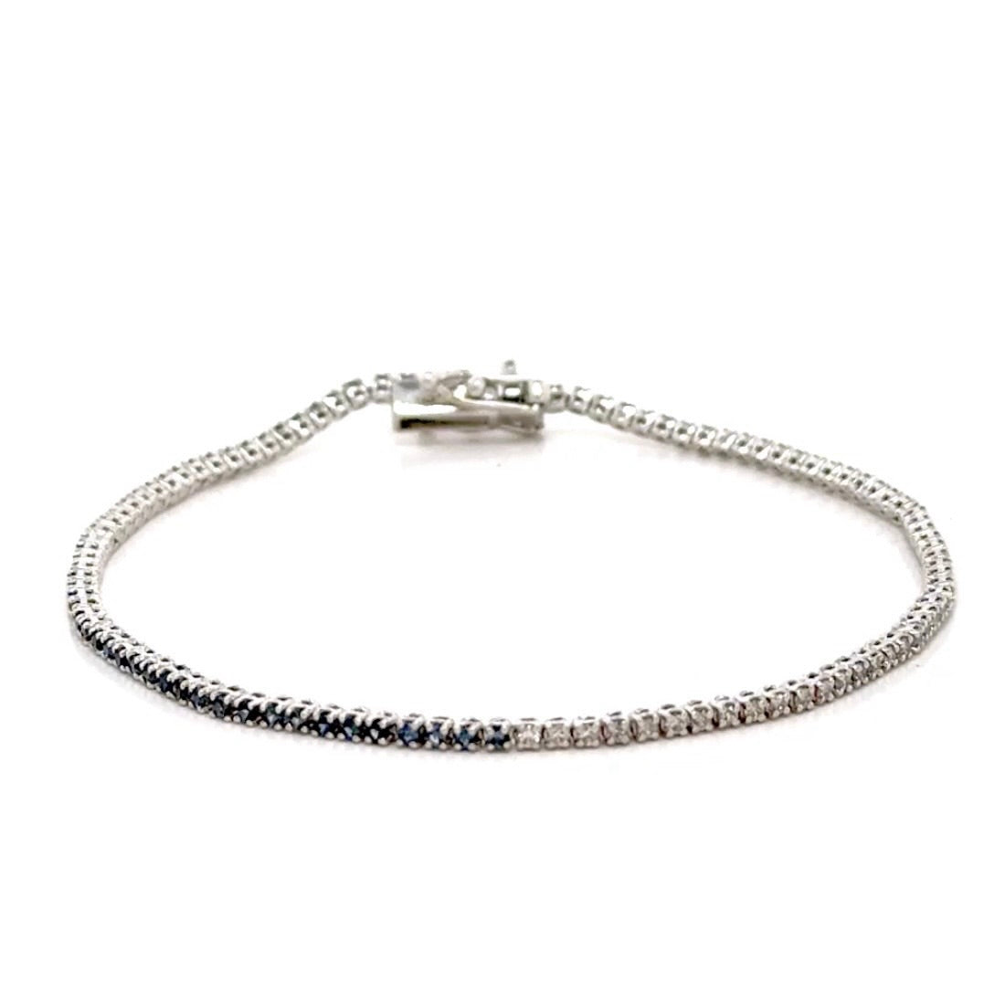 Half Sapphire Half Diamond Tennis Bracelet