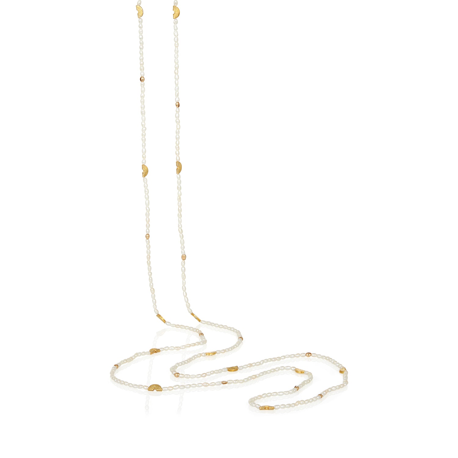 Half Moon Long Strand Necklace - Seed pearl